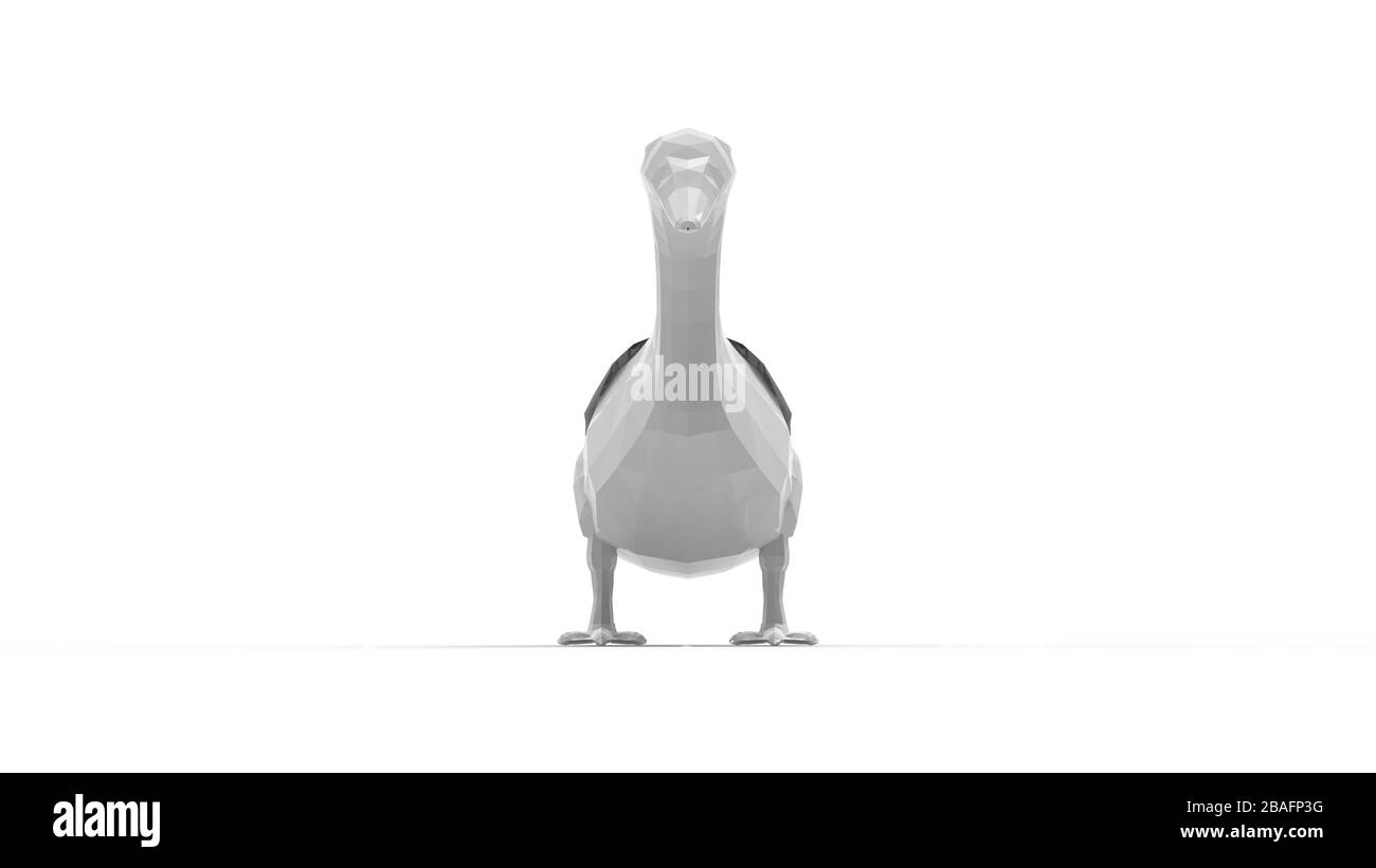 3D-Rendering eines Entenvogeltieres kleines weißes Modell isoliert auf Weiß Stockfoto