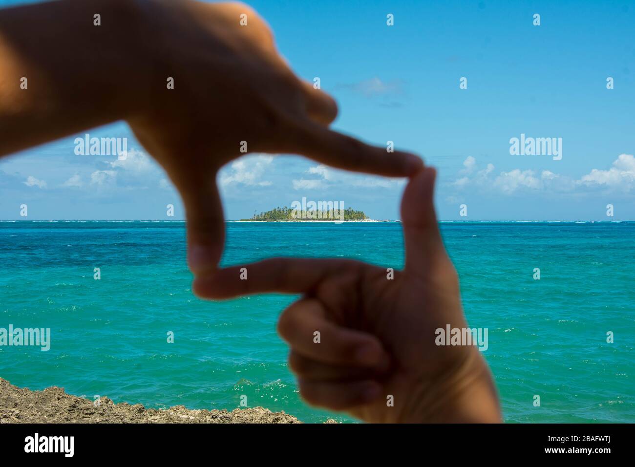 Seascape von Johnny Cay gerahmt Stockfoto