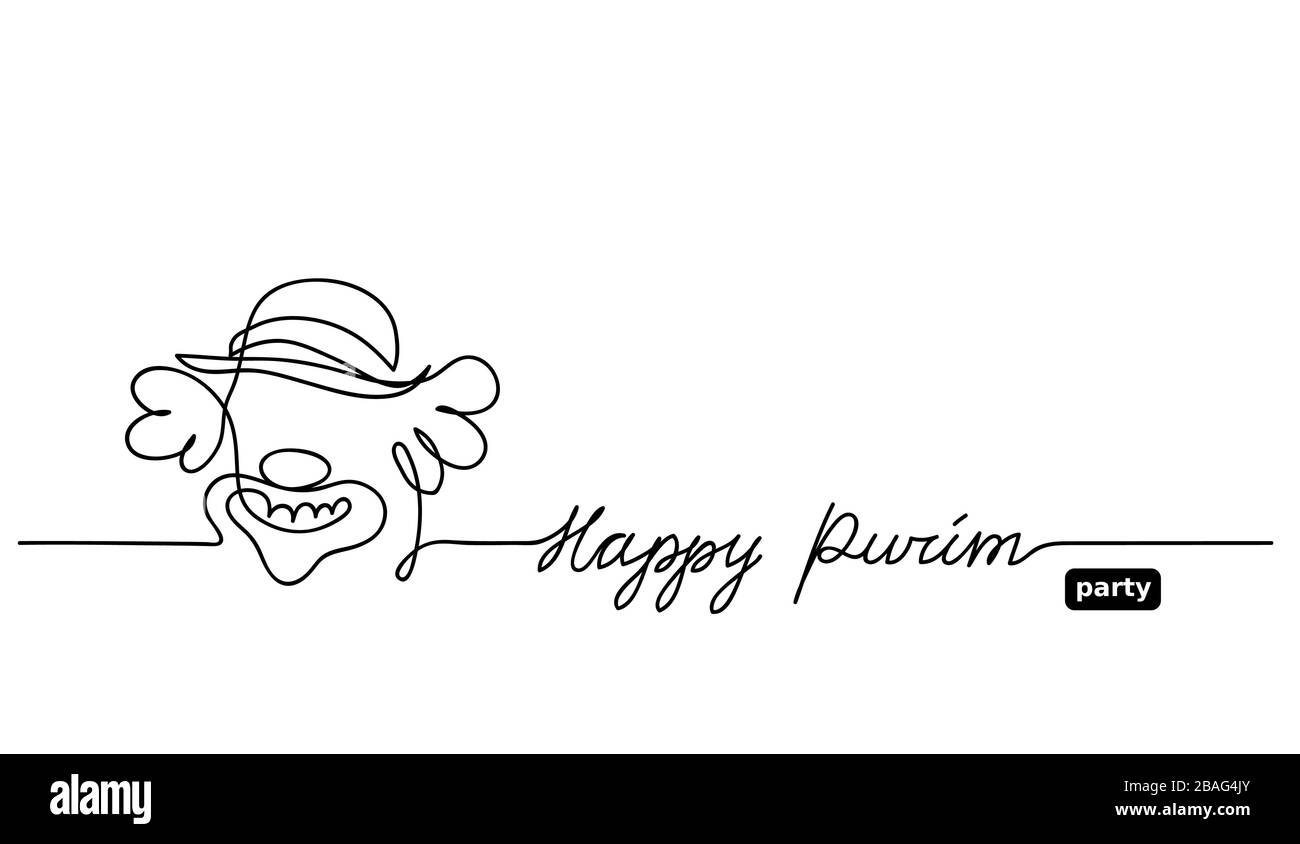 Happy purim. Simple black and white clown sketch, doodle. Stock Vektor