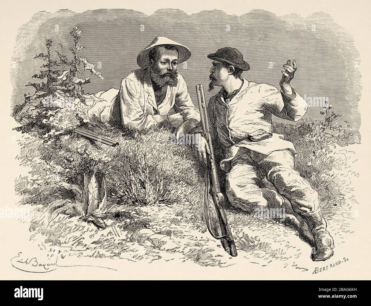 Shaw und Farquhar, zwei Mitglieder von Stanley's Expedition, Reise und Erkundung durch Henry Morton Stanley, Expedition, wie ich Livingstone in Central fand Stockfoto