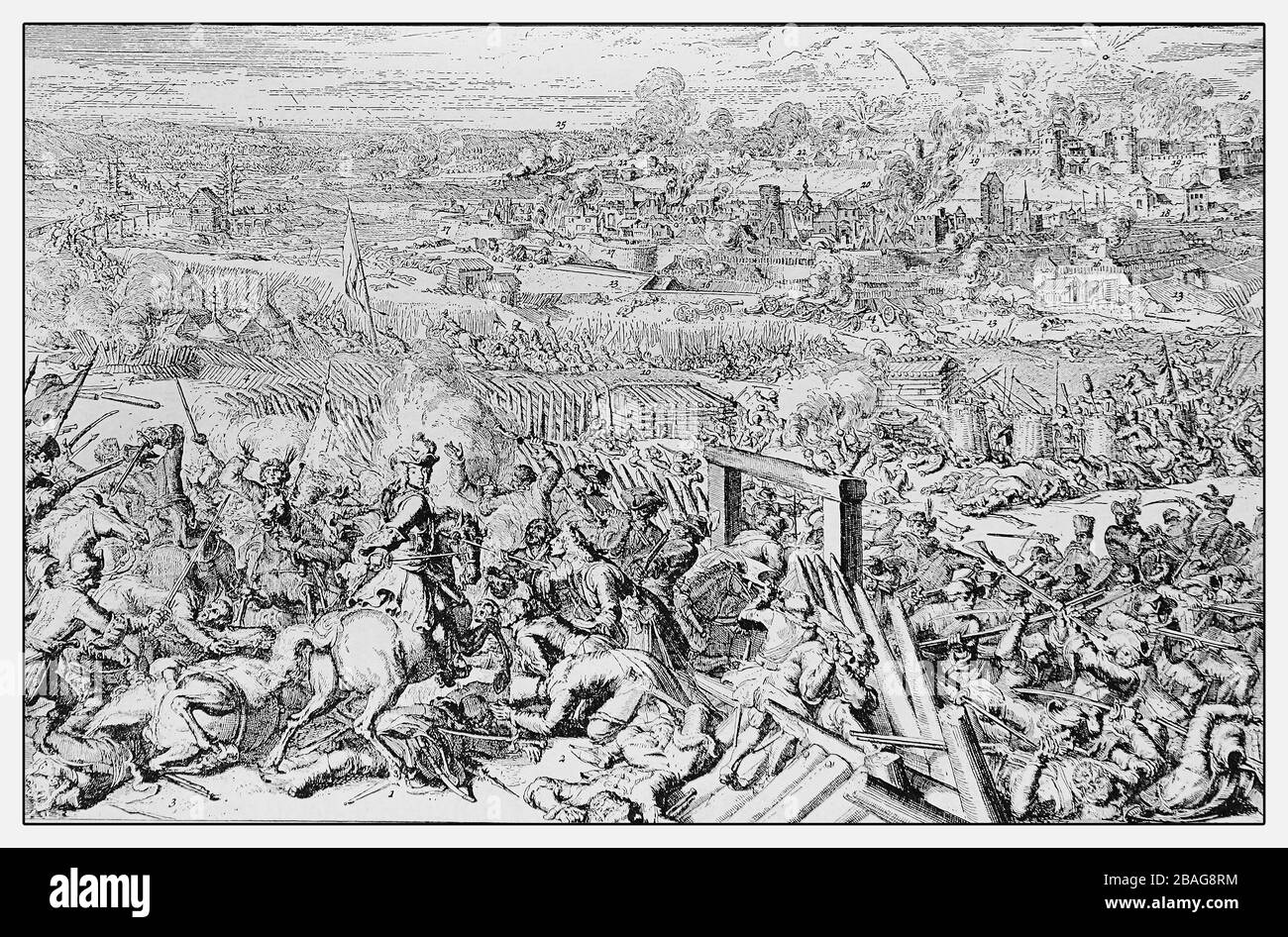 Karl XII. Von Schweden befehligt persönlich die schwedische Berufsarmee und besiegt eine russische Belagerungstruppe um die Stadt Narva in Estland im großen Nordkrieg, Jahr 1700 Stockfoto