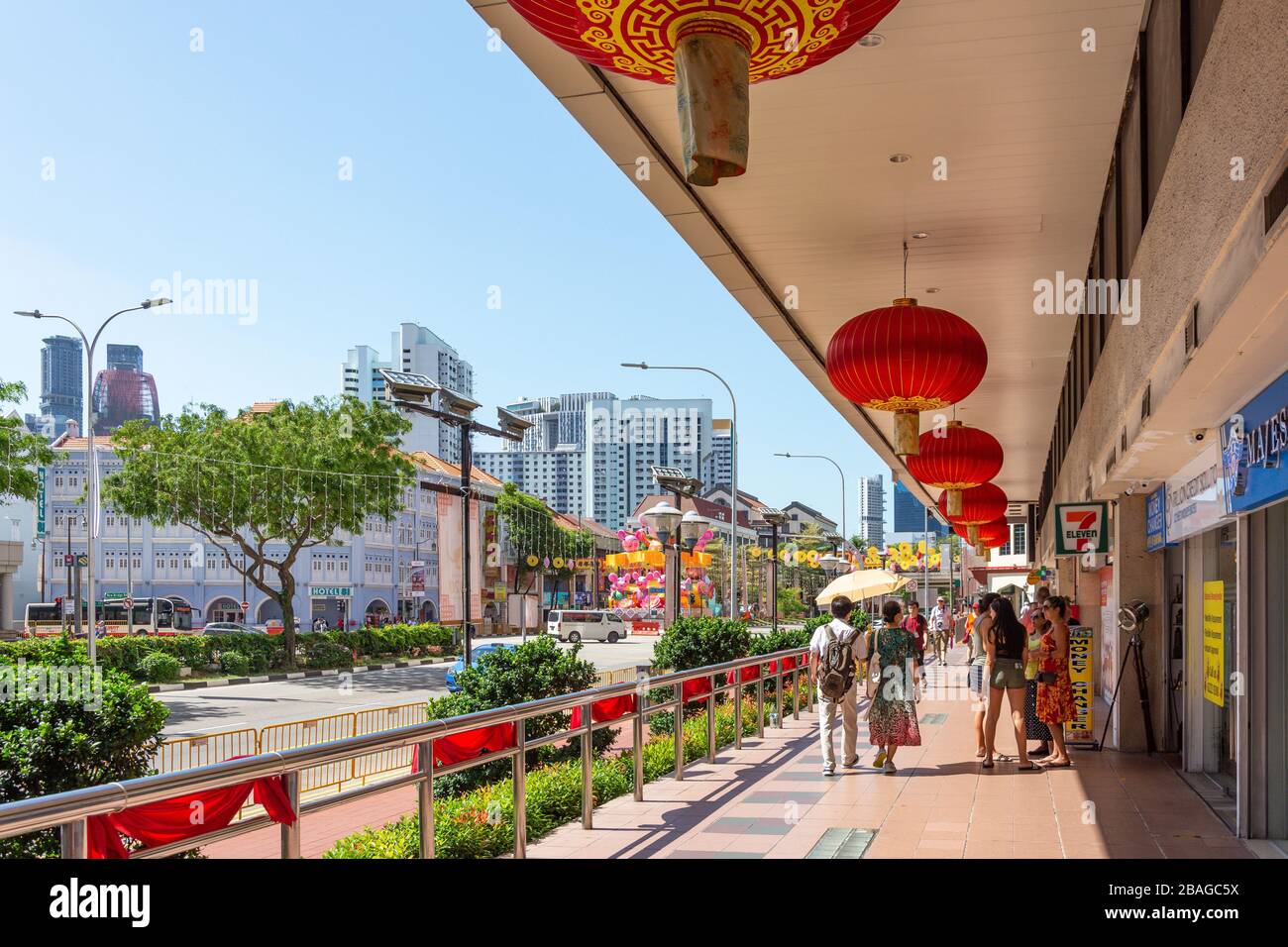 New Bridge Road, Chinatown, Republik Singapur Stockfoto