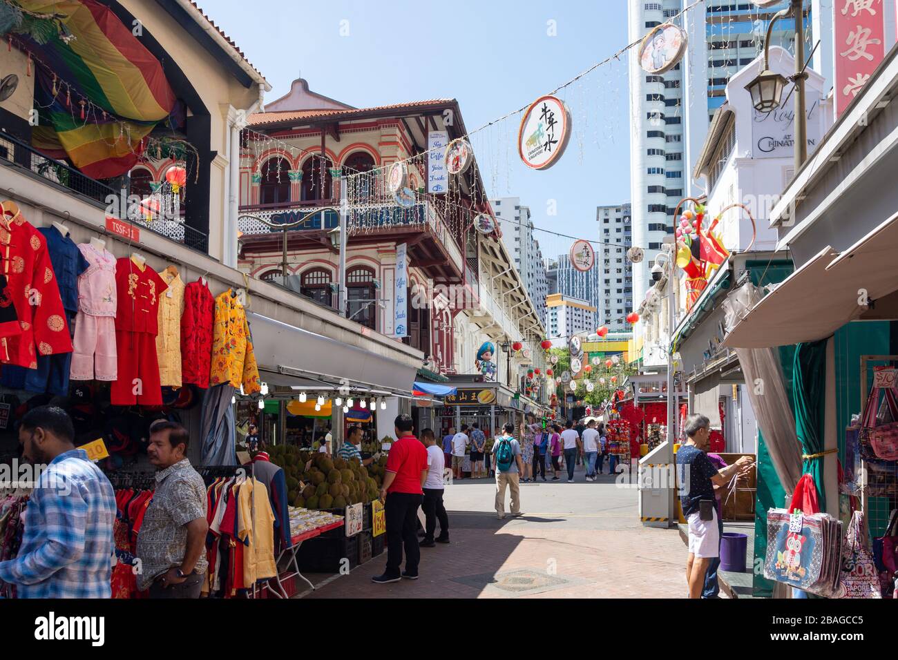 Ecke Trengganu und Temple Street, Chinatown, Central Area, Republik Singapur Stockfoto