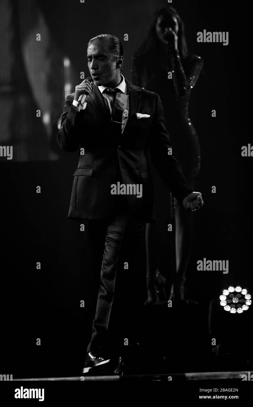 El cantante mexicano Alejandro Fernadez, durante su concierto en el MGM de las Vegas Nevada. 14 Septiembre 2014. Der mexikanische Sänger Alejandro Fernadez, Stockfoto