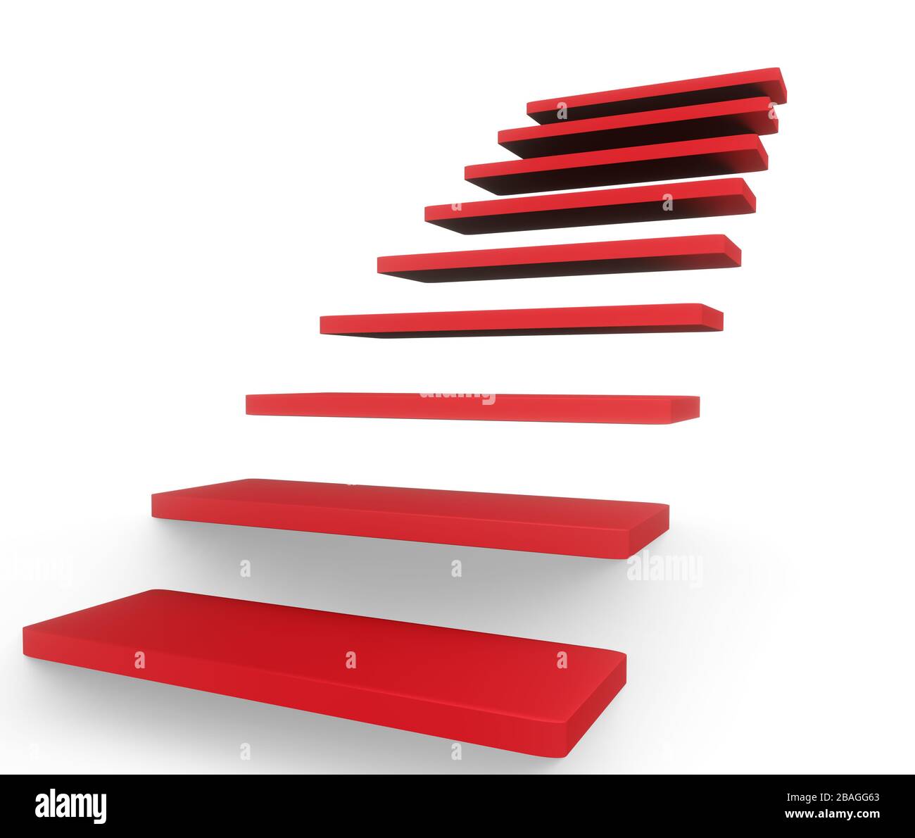 Rote Treppe mit Stufen in der Wand. Geschäftskonzept. 3D-Rendering Stockfoto