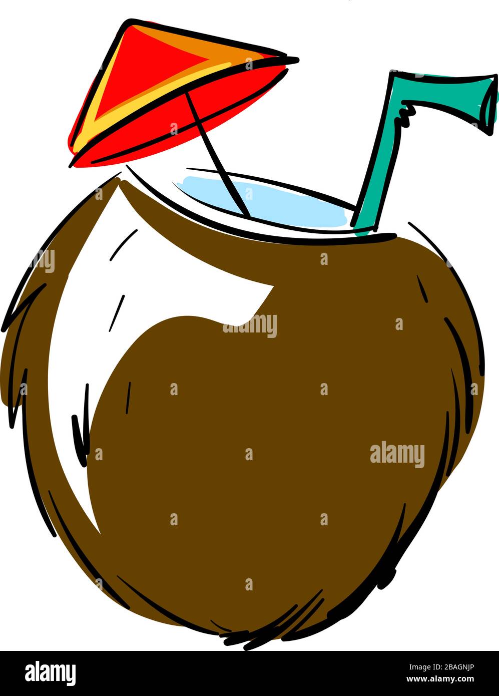 Kokosaft, Abbildung, Vektor auf weißem Hintergrund Stock Vektor