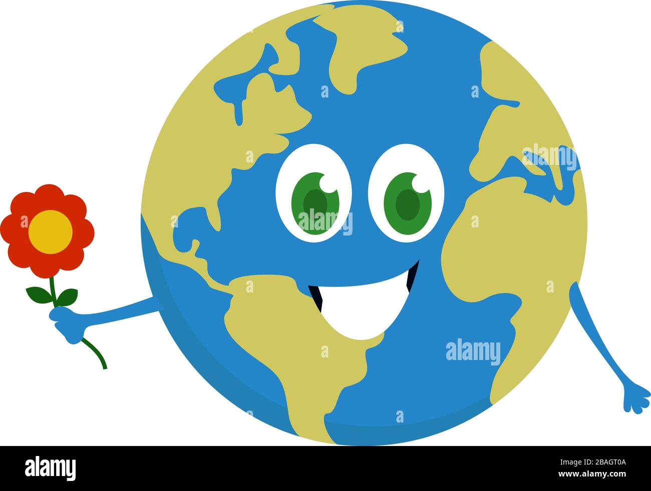 Planet mit Blume, Abbildung, Vektor auf weißem Hintergrund Stock Vektor