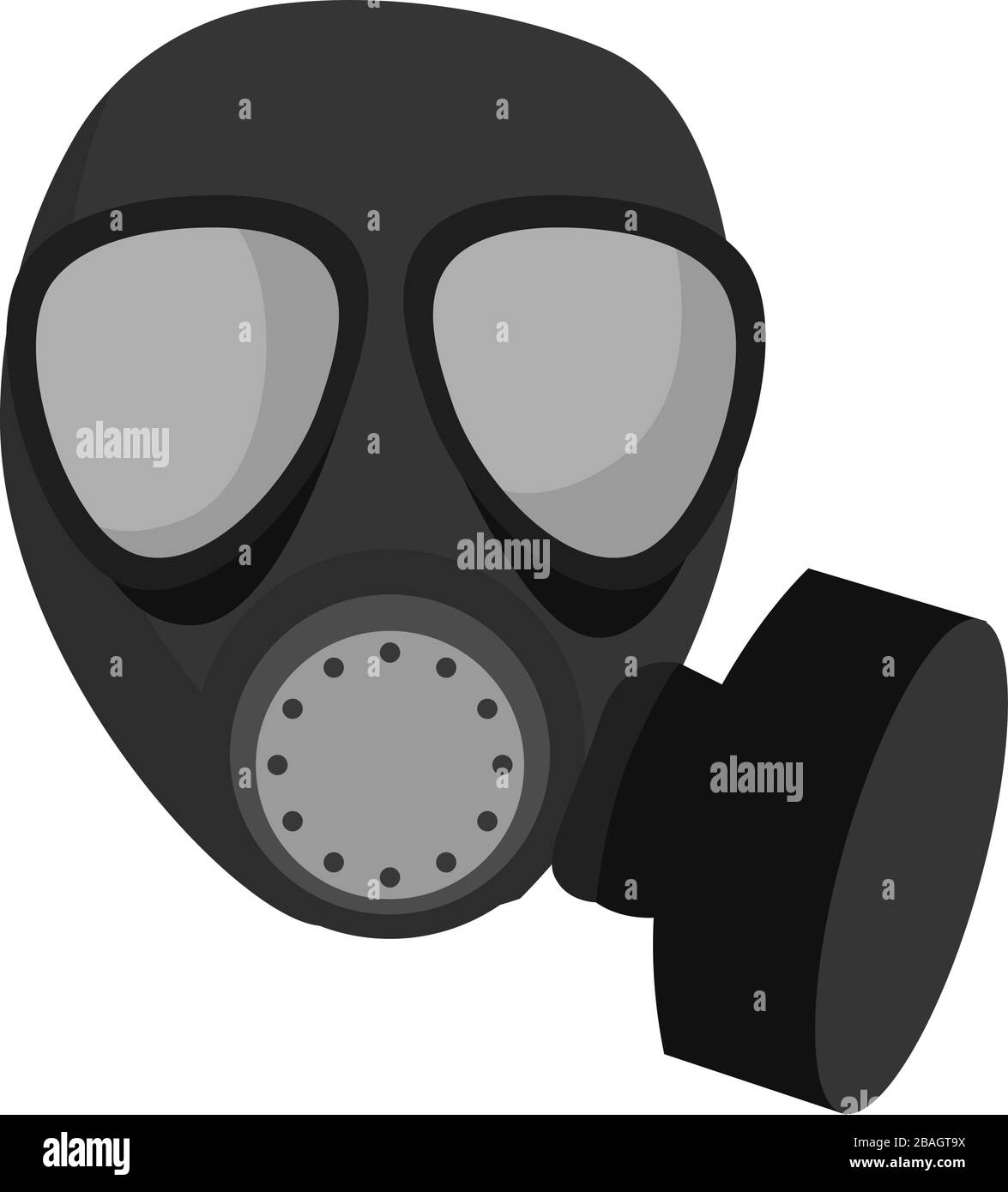 Schwarze Gasmaske, Abbildung, Vektor auf weißem Hintergrund Stock Vektor