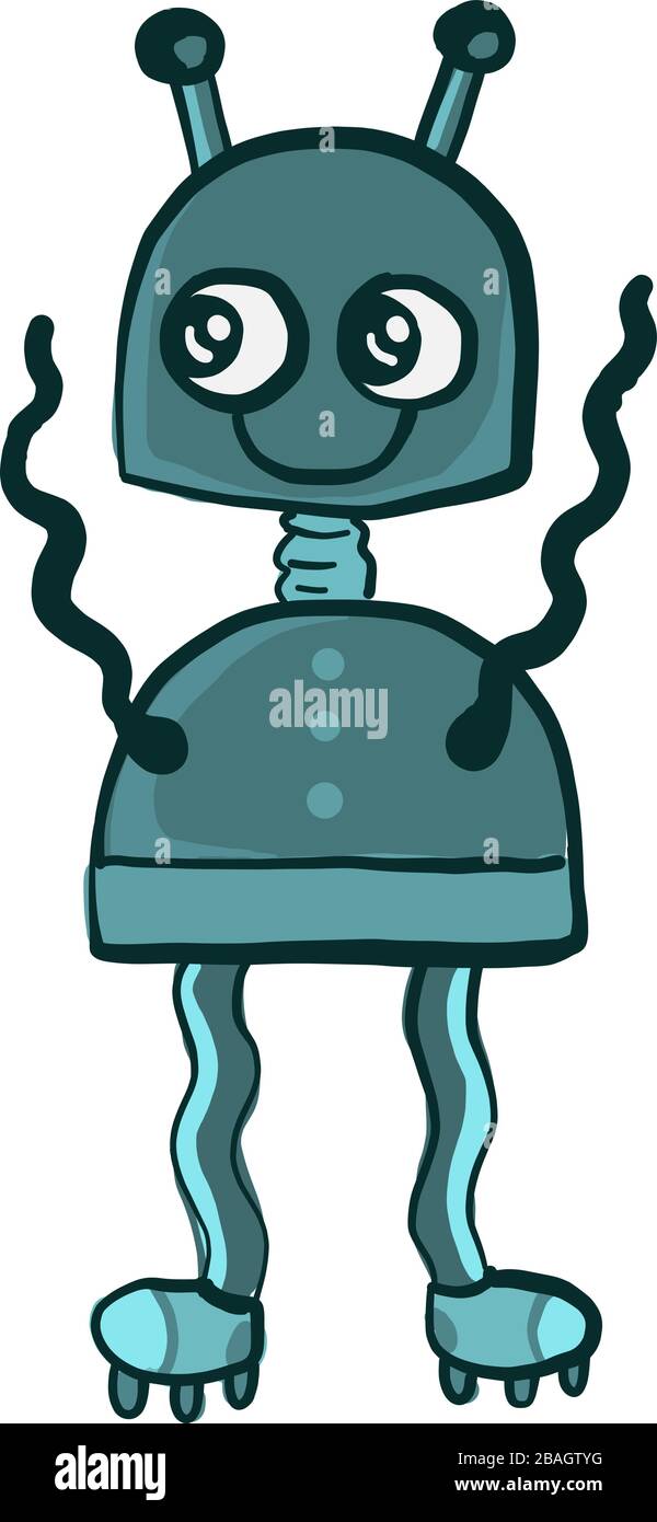Fröhlicher Roboter, Illustration, Vektor auf weißem Hintergrund Stock Vektor