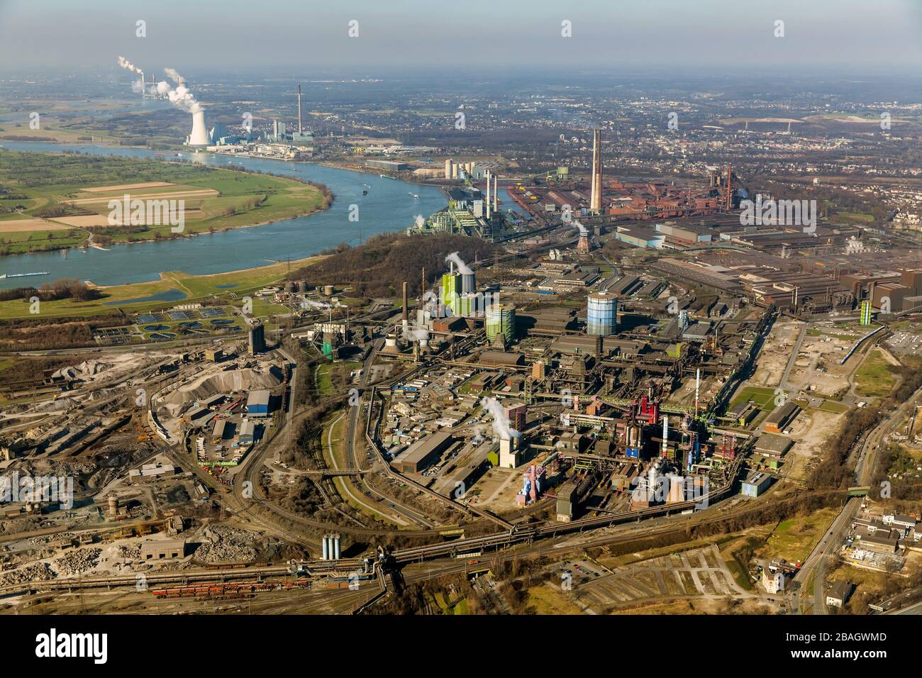 , Stahlwerk der ThyssenKrupp AG in Duisburg, 12.03.2015, Luftbild, Deutschland, Nordrhein-Westfalen, Ruhrgebiet, Duisburg Stockfoto