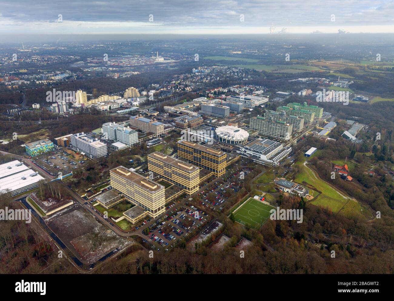 , Campus der Ruhr-Universität Dortmund, 04.02.2015, Luftbild, Deutschland, Nordrhein-Westfalen, Ruhrgebiet, Dortmund Stockfoto