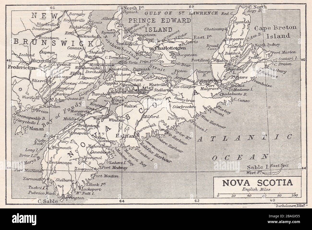 Karte aus Neuschottland 1900s. Stockfoto