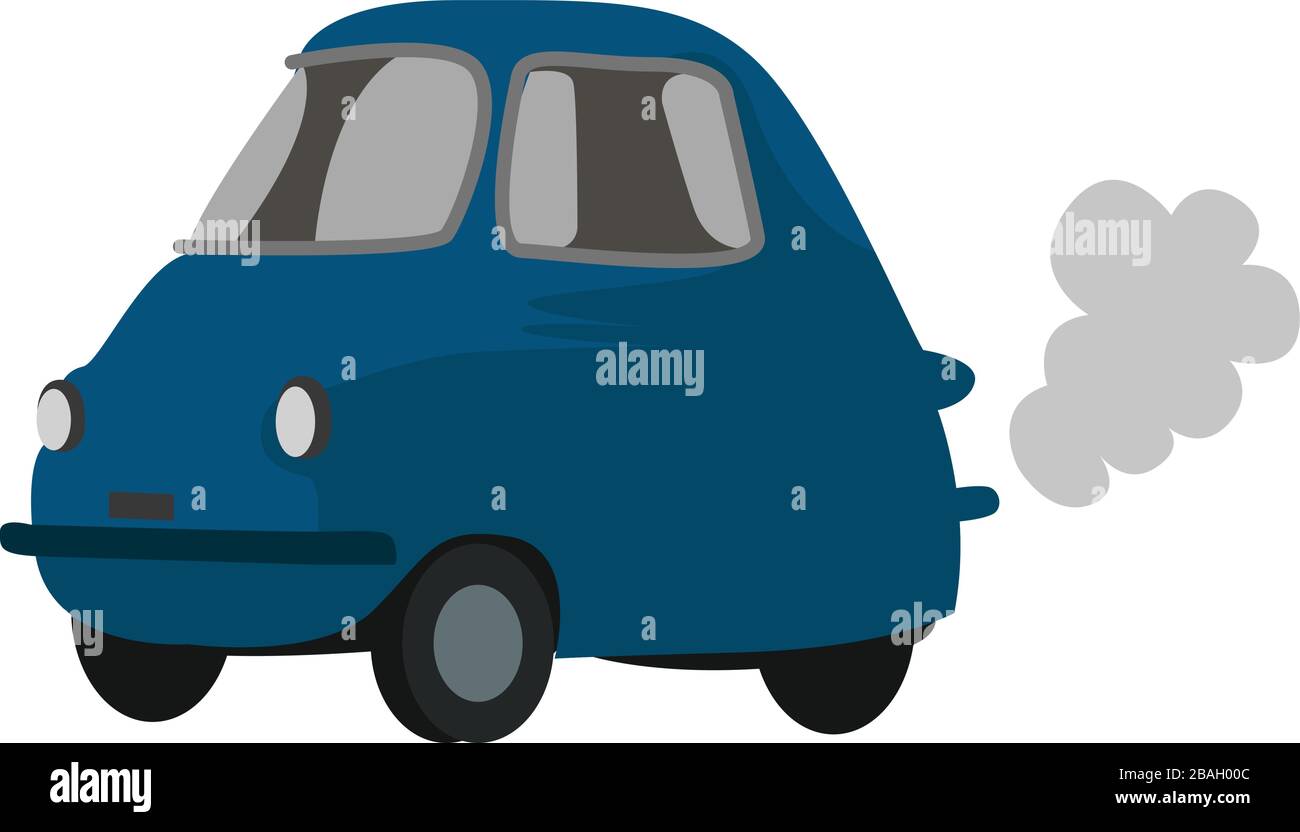 Kleines blaues Auto, Abbildung, Vektor auf weißem Hintergrund Stock Vektor