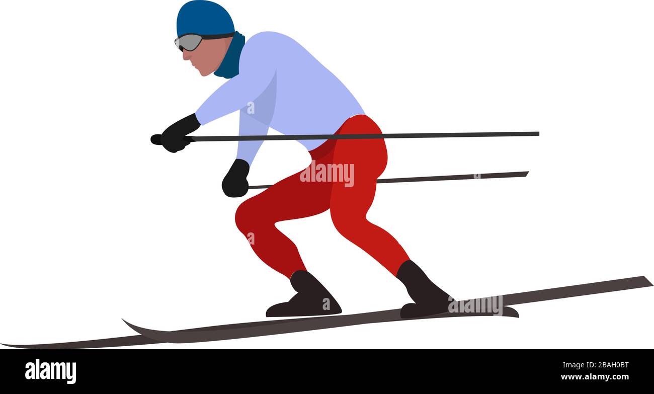 Man Skifahren, Illustration, Vektor auf weißem Hintergrund Stock Vektor