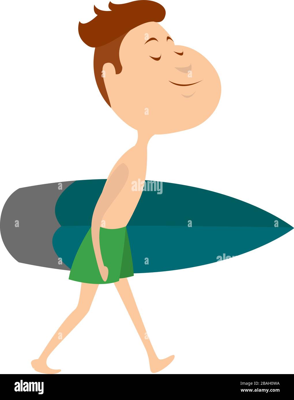 Mann mit Surfbrett, Illustration, Vektor auf weißem Hintergrund Stock Vektor