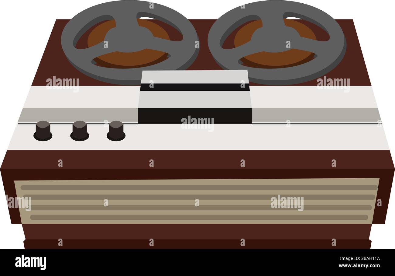 Retro-Plattenspieler, Illustration, Vektor auf weißem Hintergrund Stock Vektor