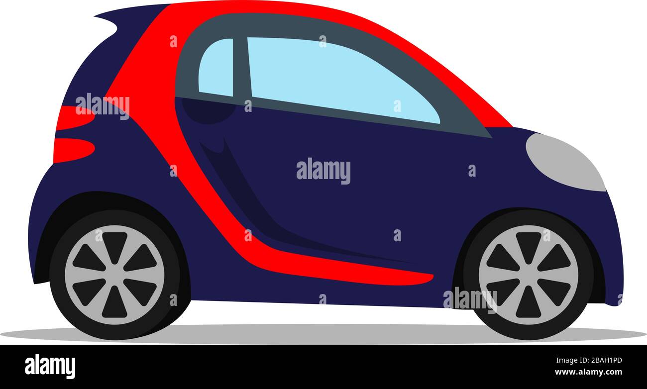 Blaues Kleinwagen, Abbildung, Vektor auf weißem Hintergrund Stock Vektor