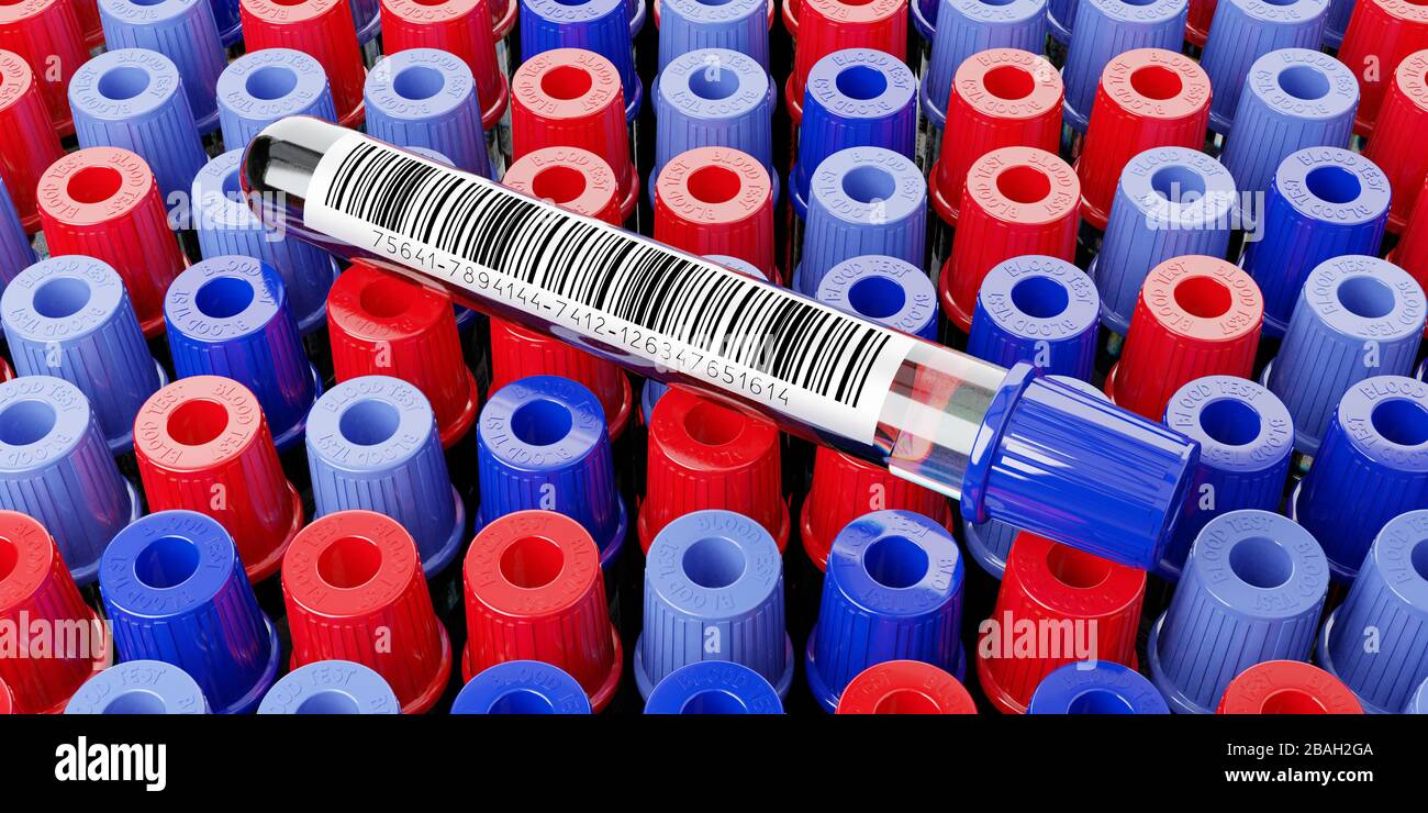 Bluttest, Reagenzgläser - 3D-Abbildung Stockfoto