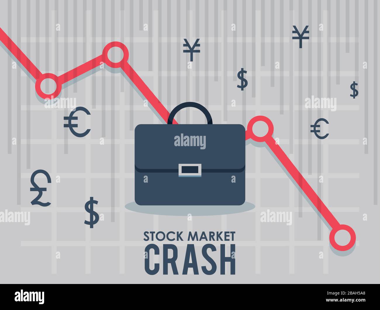 Börsenkrash mit Portfolio und Infografik Stock Vektor