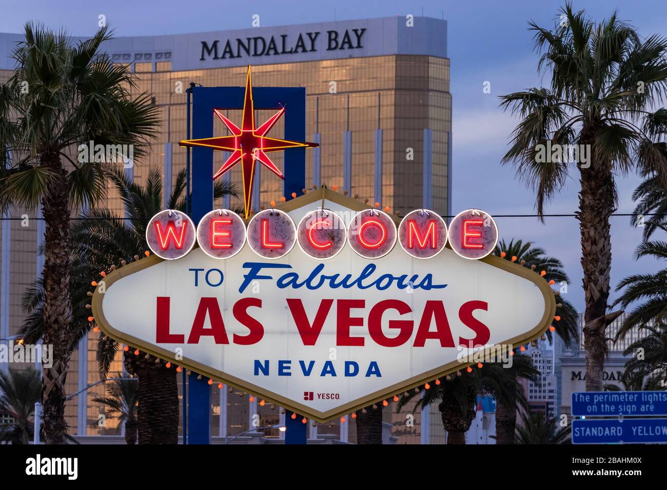 Das "Willkommen in Las Vegas"-Schild entlang des Strip in Las Vegas, Nevada, USA. Stockfoto
