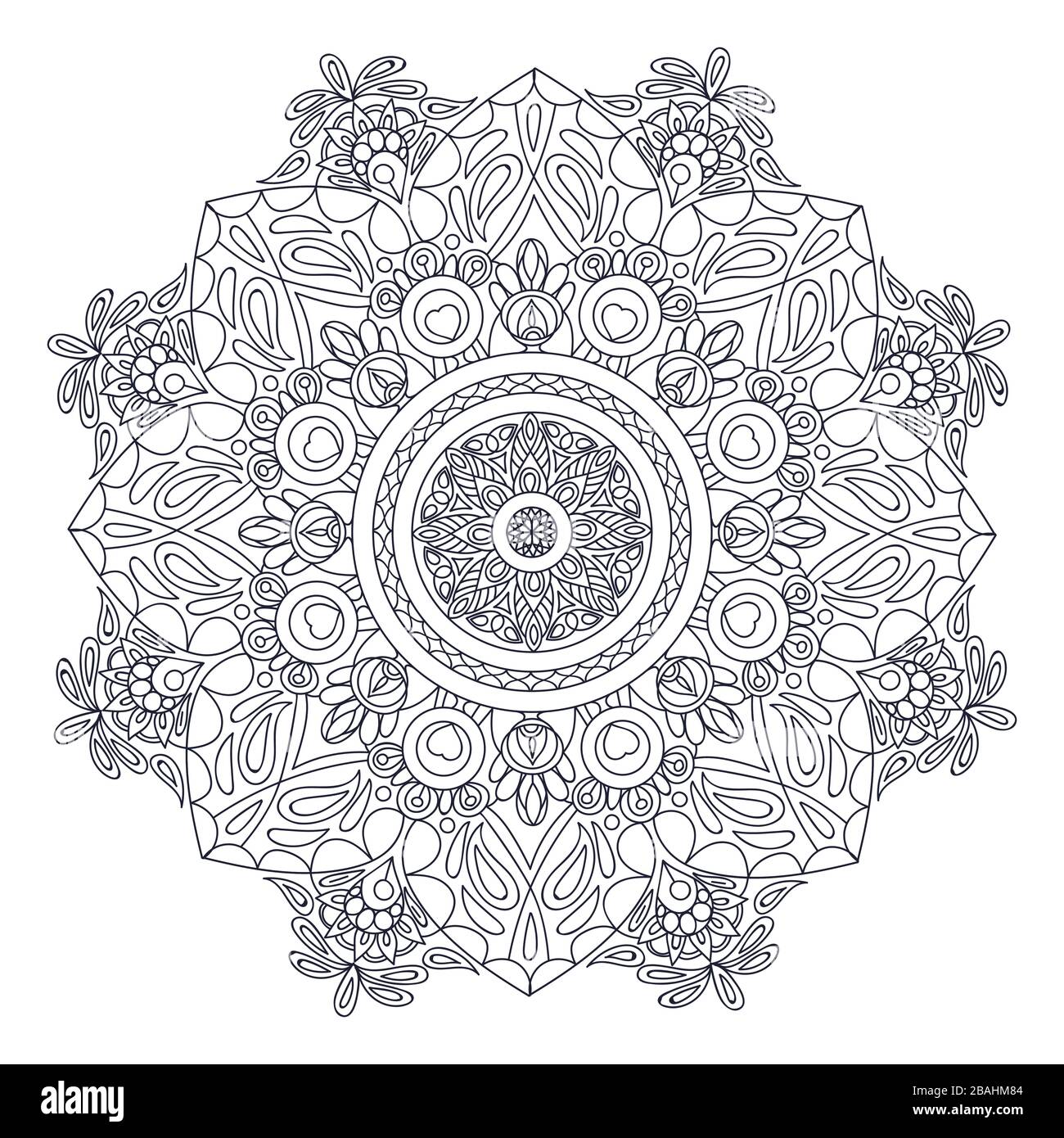 Mandalas zum Färben von Büchern. Dekorative runde Verzierungen. Ungewöhnliche Blumenform. Orientalischer Vektor, Anti-Stress-Therapiemuster. Webdesign Elemente Stock Vektor