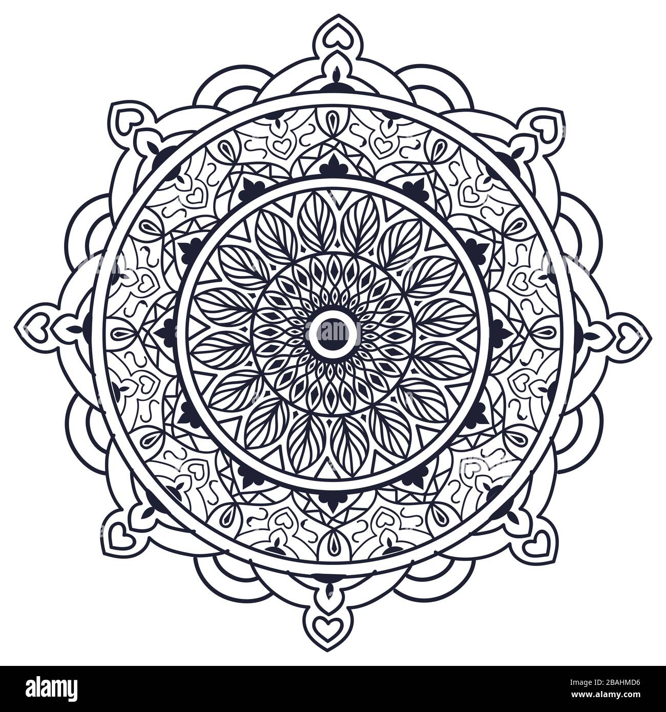 Mandalas zum Färben von Büchern. Dekorative runde Verzierungen. Ungewöhnliche Blumenform. Orientalischer Vektor, Anti-Stress-Therapiemuster. Webdesign Elemente Stock Vektor