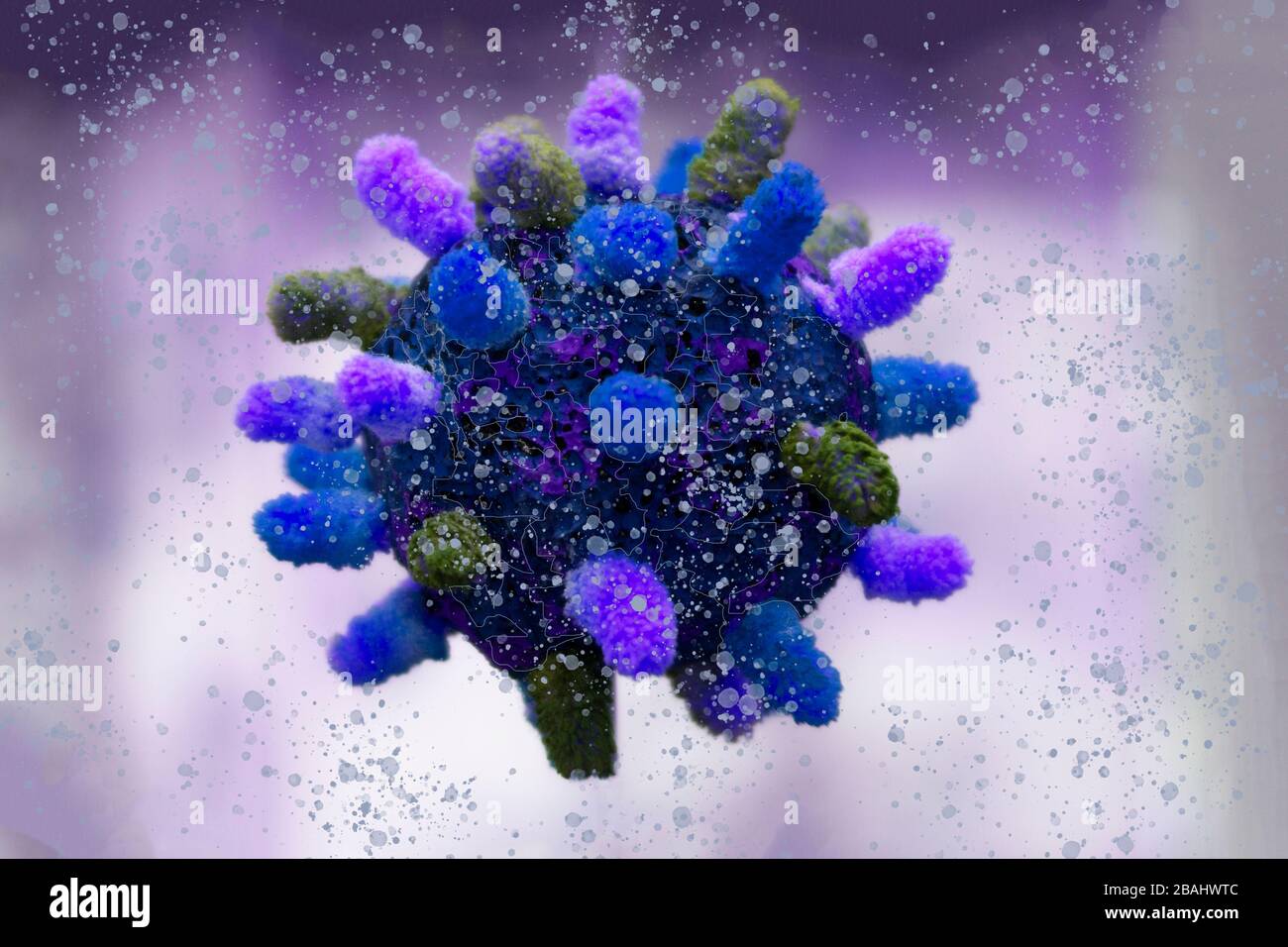 Coronavirus-Zusammensetzung mit dramatischer Kovid-19-Farbe Stockfoto