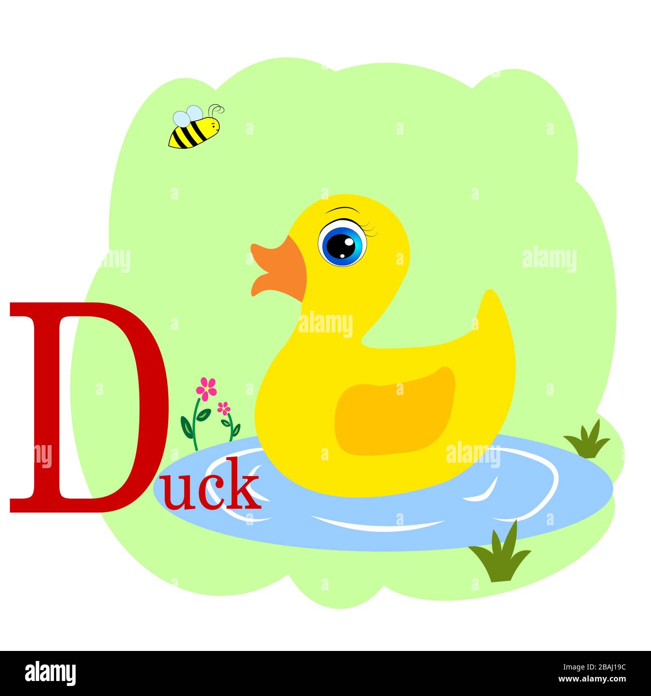 D Wort für Ententier-Alphabet-Abbildung Stock Vektor