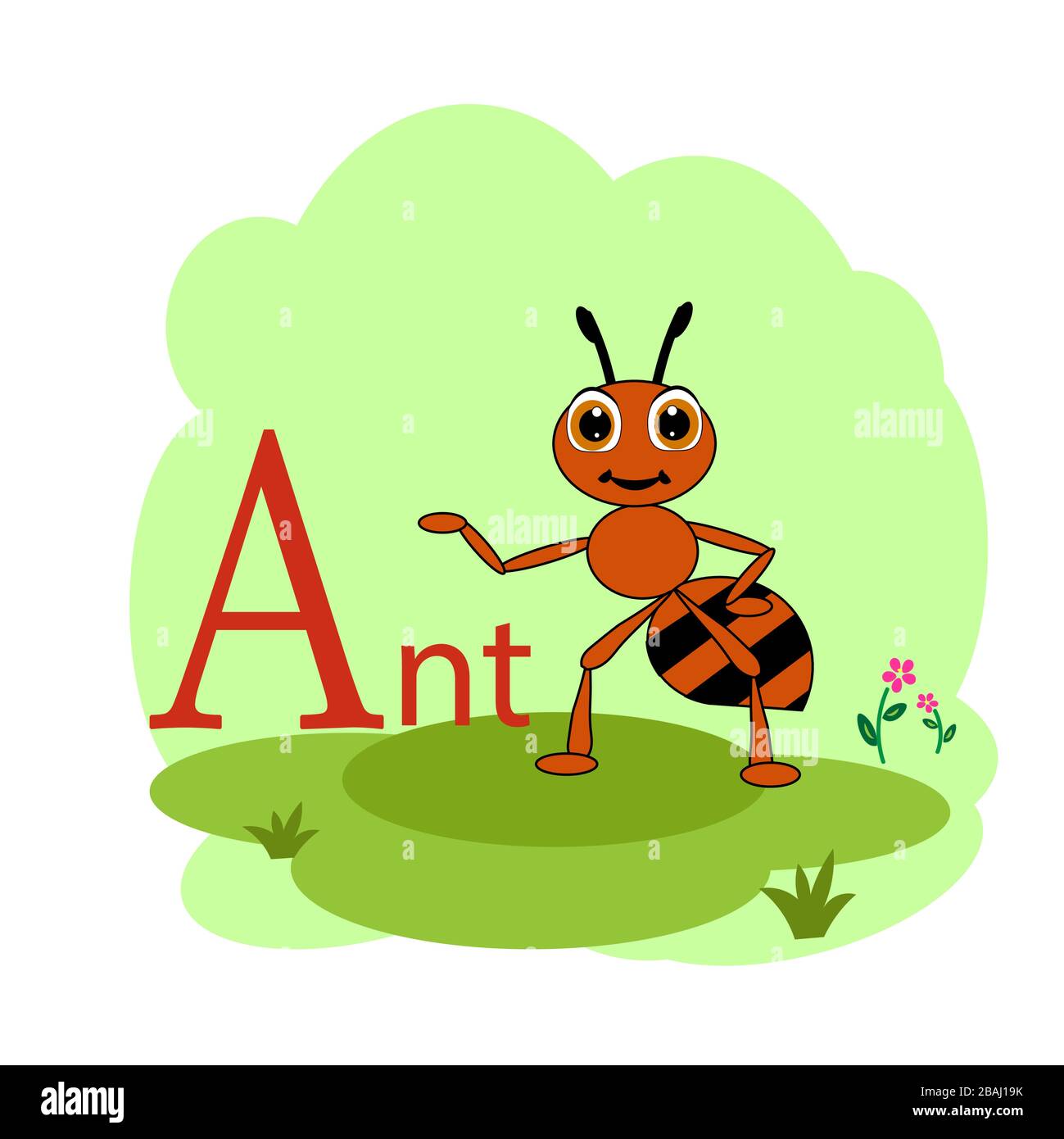 Ein Wort für die Abbildung des Ameisenalphabets Stock Vektor