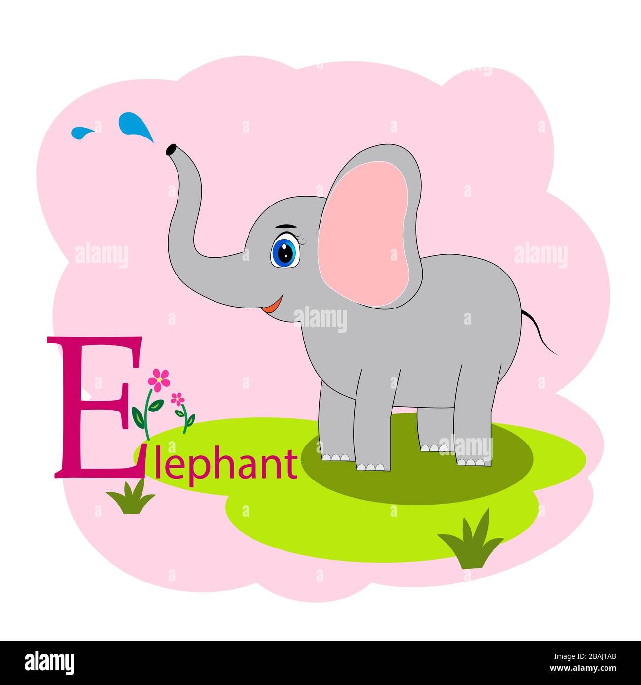 E-Wort für Abbildung des Alphabets der Elefantentiere Stock Vektor