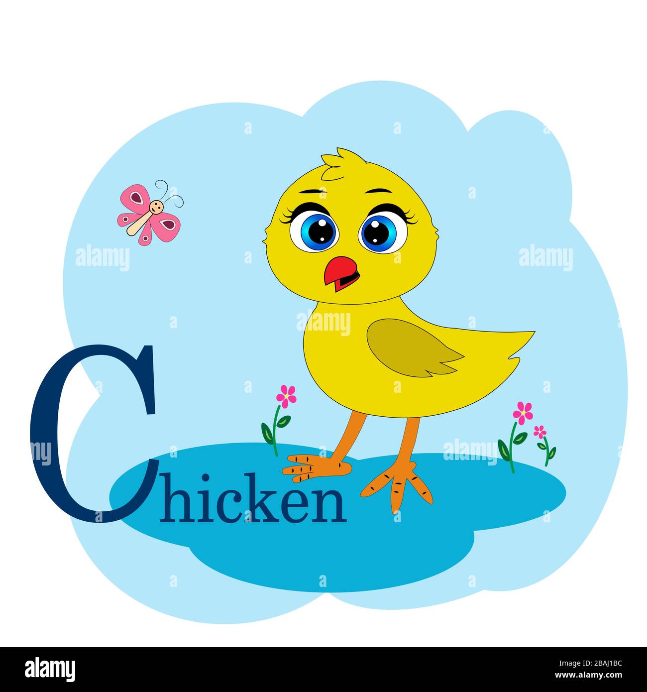 C Wort für Abbildung des Hähnchenalphabets Stock Vektor