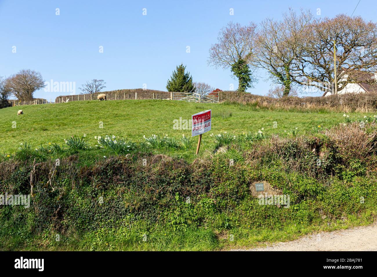 Ländliche Haus Verkauf,Landwirtschaftliche Feld, Architektur, Gebäude - Aktivität, Bauunternehmer, Gebäude Außenaufnahme, Business Finance und Industrie, Capita Stockfoto