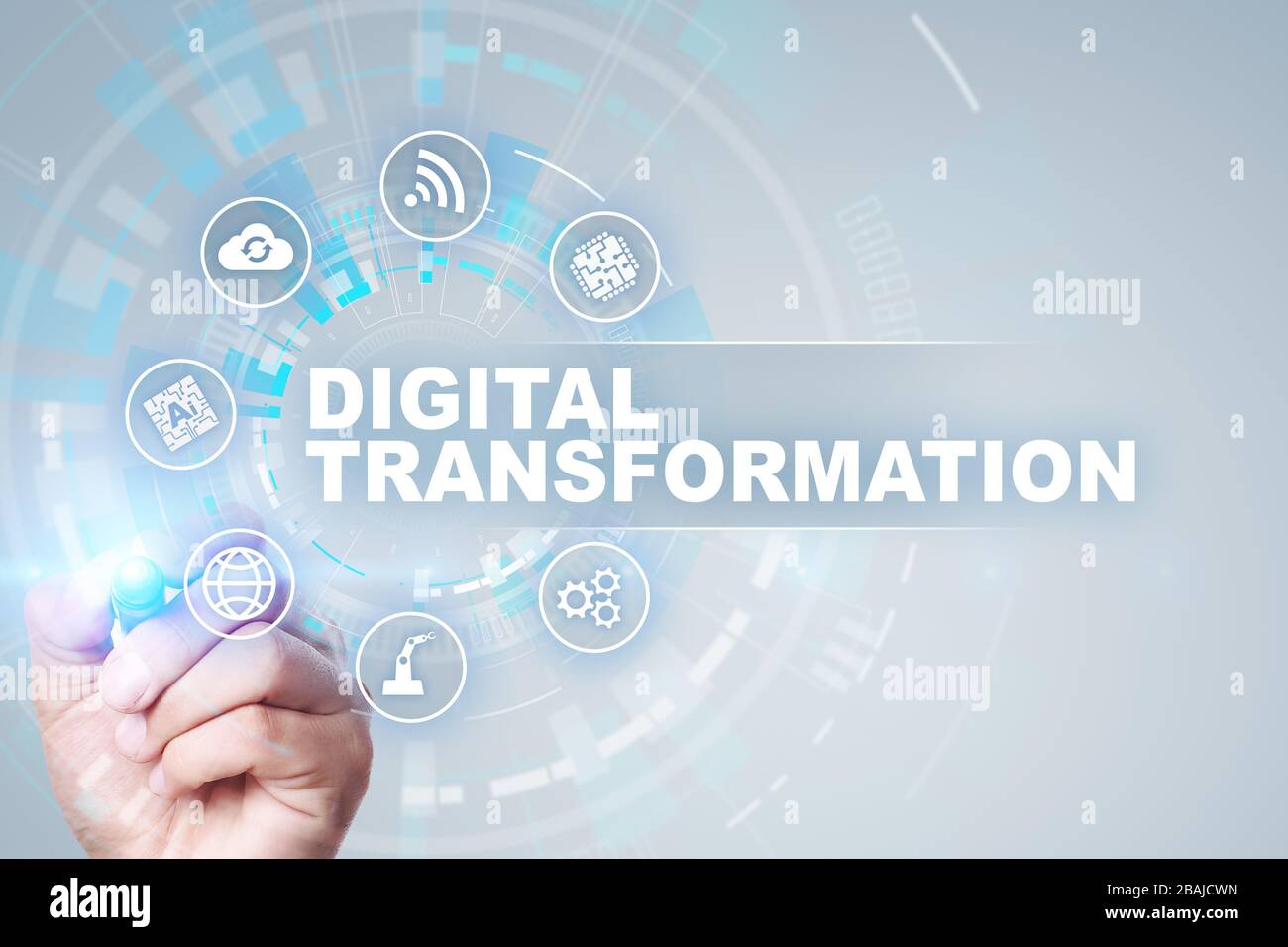 Digitale Transformation, Konzept der Digitalisierung von Geschäftsprozessen und moderner Technologie Stockfoto