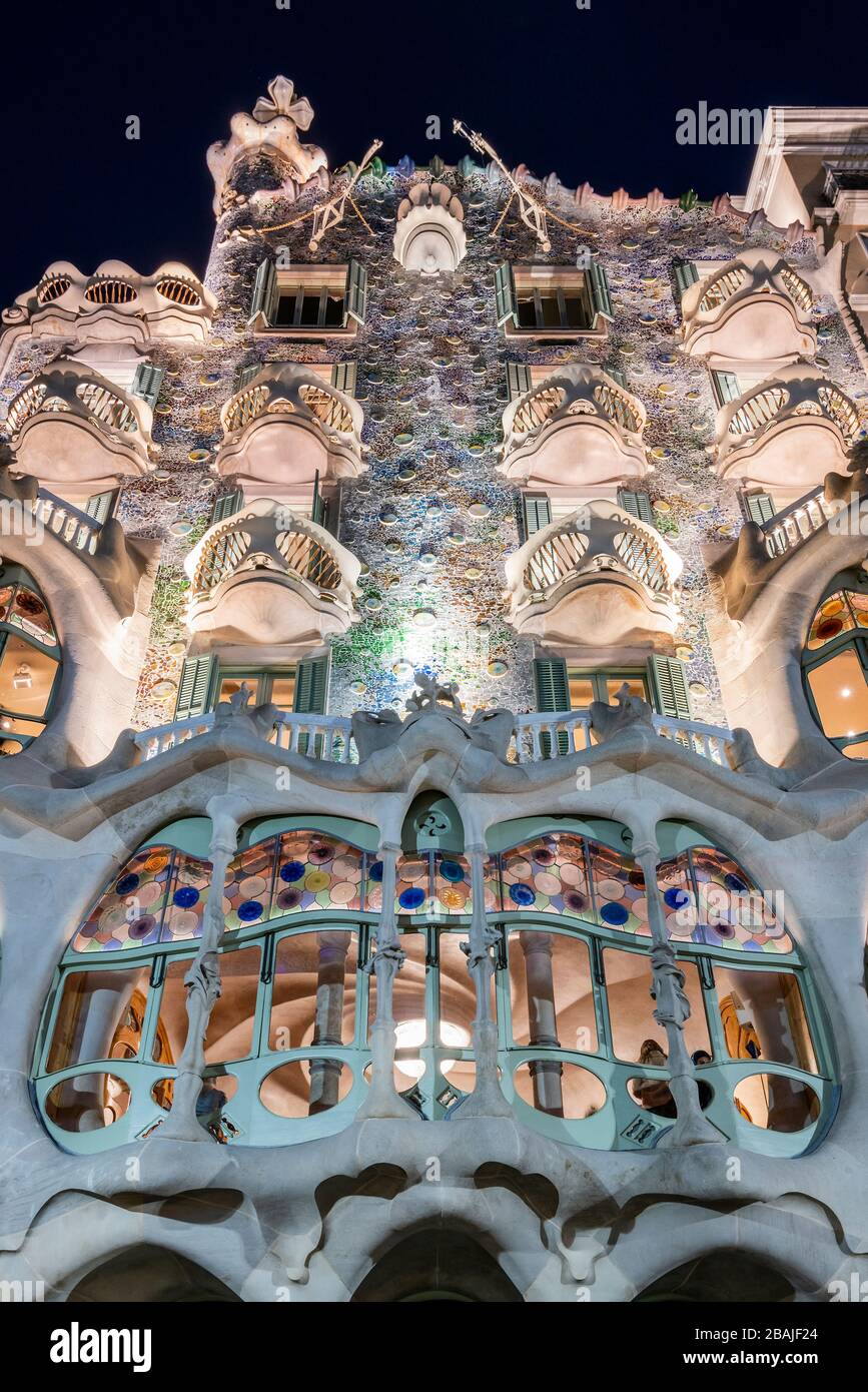Blick auf die Casa Batllo, Barcelona, Katalonien, Spanien Stockfoto