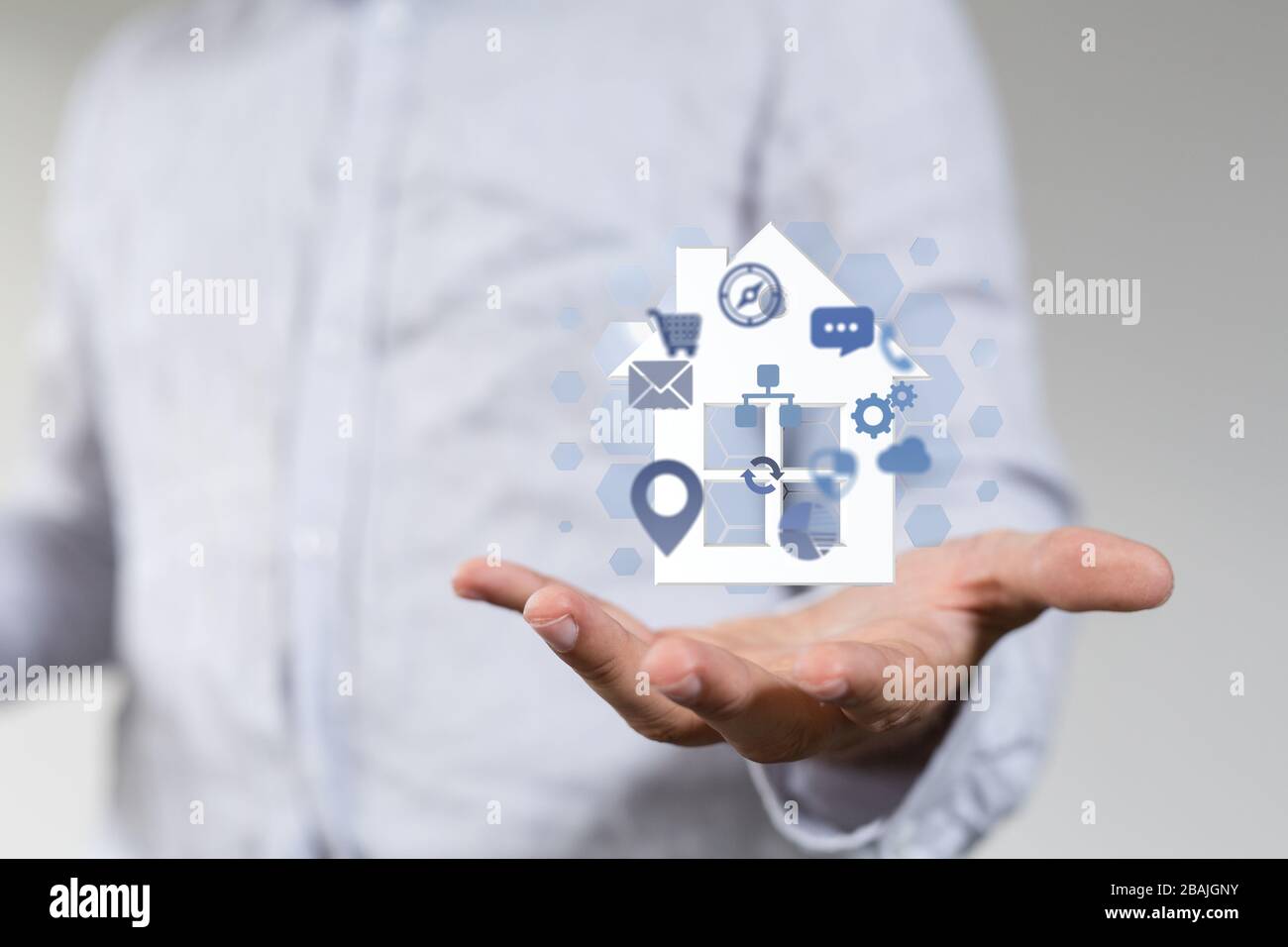 Ein Smart Home: SmartHome-Symbol für Hausautomatisierung Stockfoto