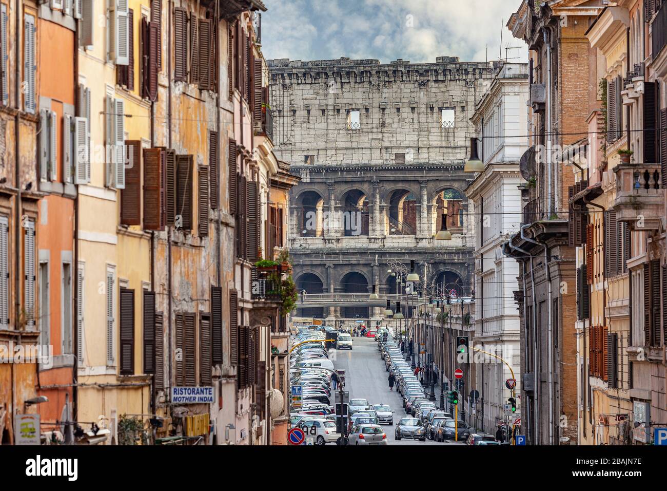 Annibaldi Straße mit Blick auf das Kolosseum, Rom, Latium Region, Italien, Europa Stockfoto