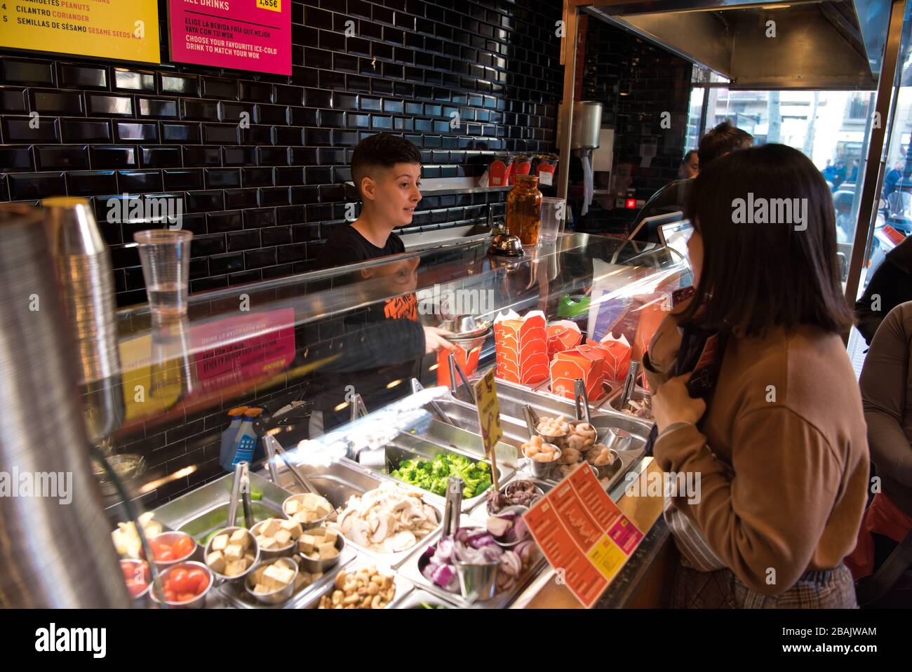 Straßenküche, Barcelona, La Rambla, fast Food, Live-Küche Stockfoto