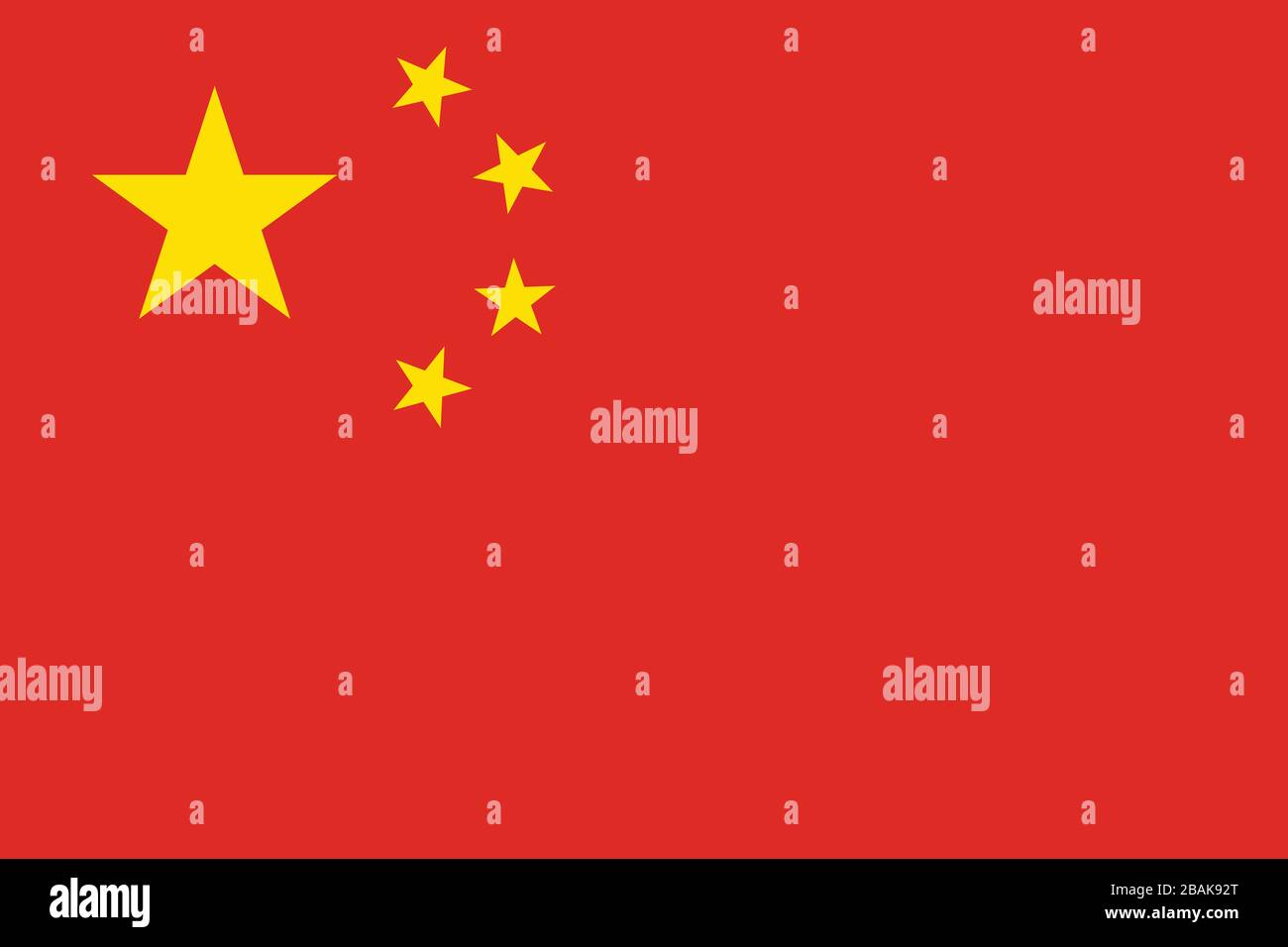 Flagge Chinas - Standardverhältnis der chinesischen Flagge - True RGB-Farbmodus Stockfoto