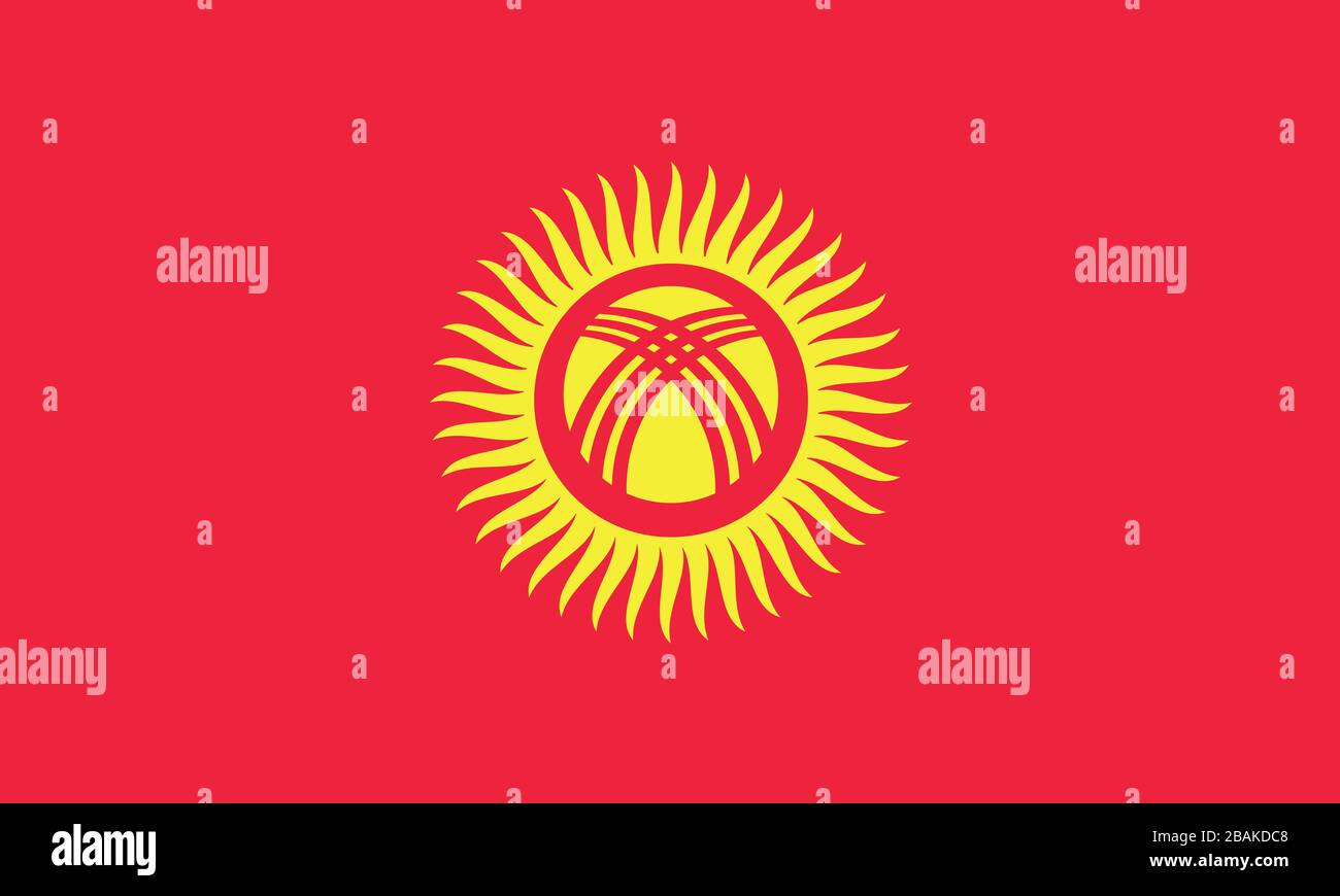 Flagge Kirgisistans - Kyrgzstani-Flagge Standardverhältnis - True RGB-Farbmodus Stockfoto