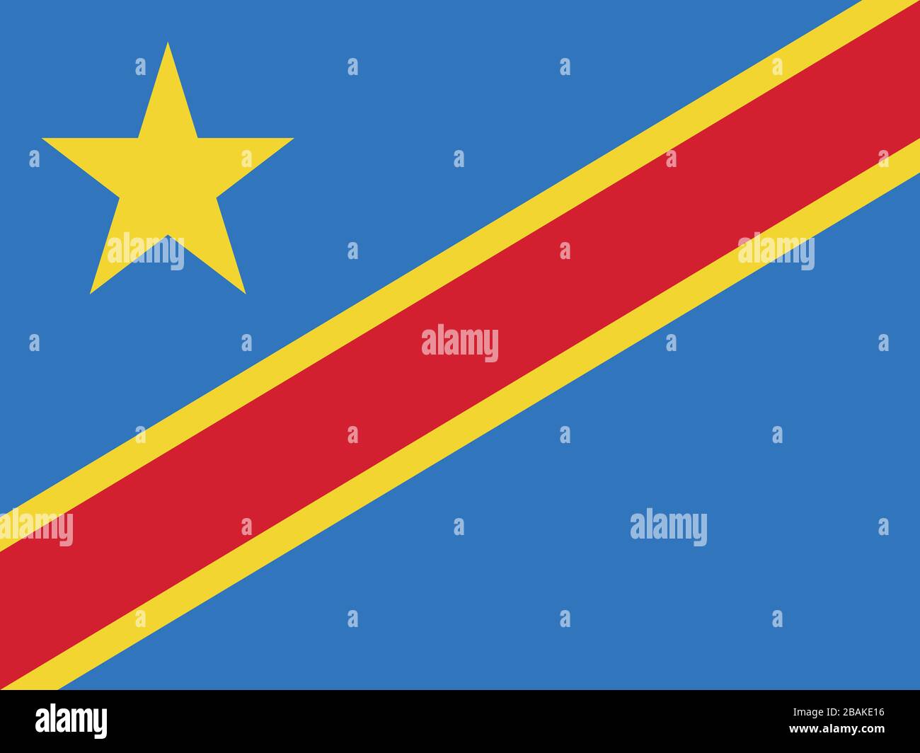 Flagge der Demokratischen Republik Kongo - Standardverhältnis der kongolesischen Flagge - True RGB-Farbmodus Stockfoto