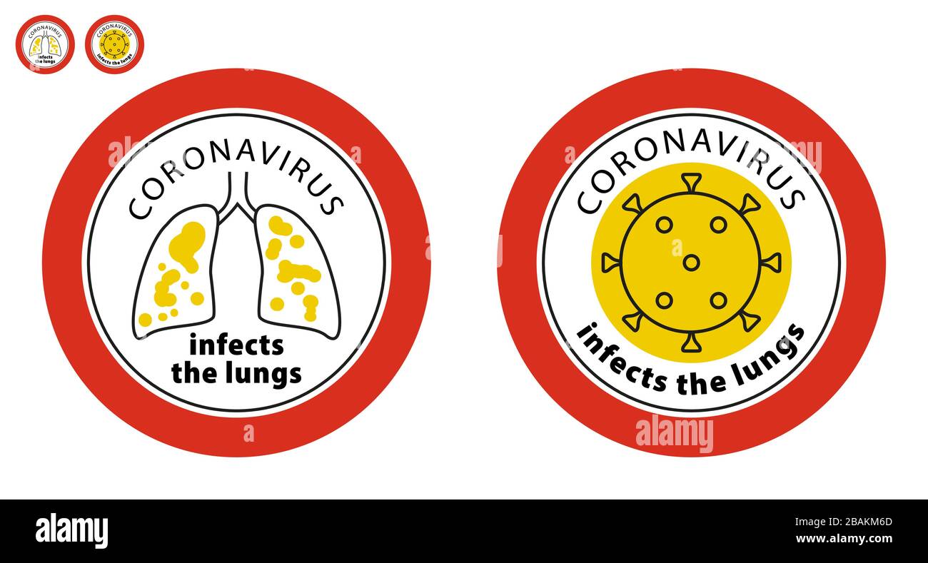 Symbol COVID-19.. Coronavirus infiziert die Lunge. Dünne Ikone Lunge Stock Vektor