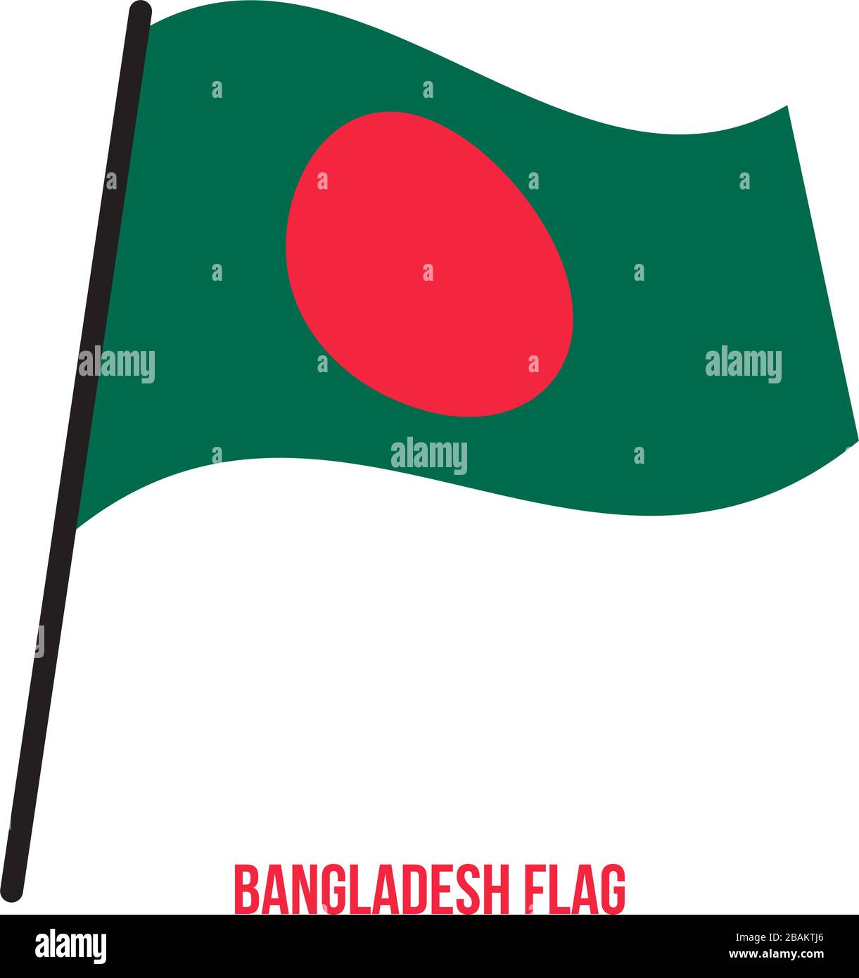 Bangladesch Fahne winken Vector Illustration auf weißem Hintergrund. Bangladesh National Flagge. Stock Vektor