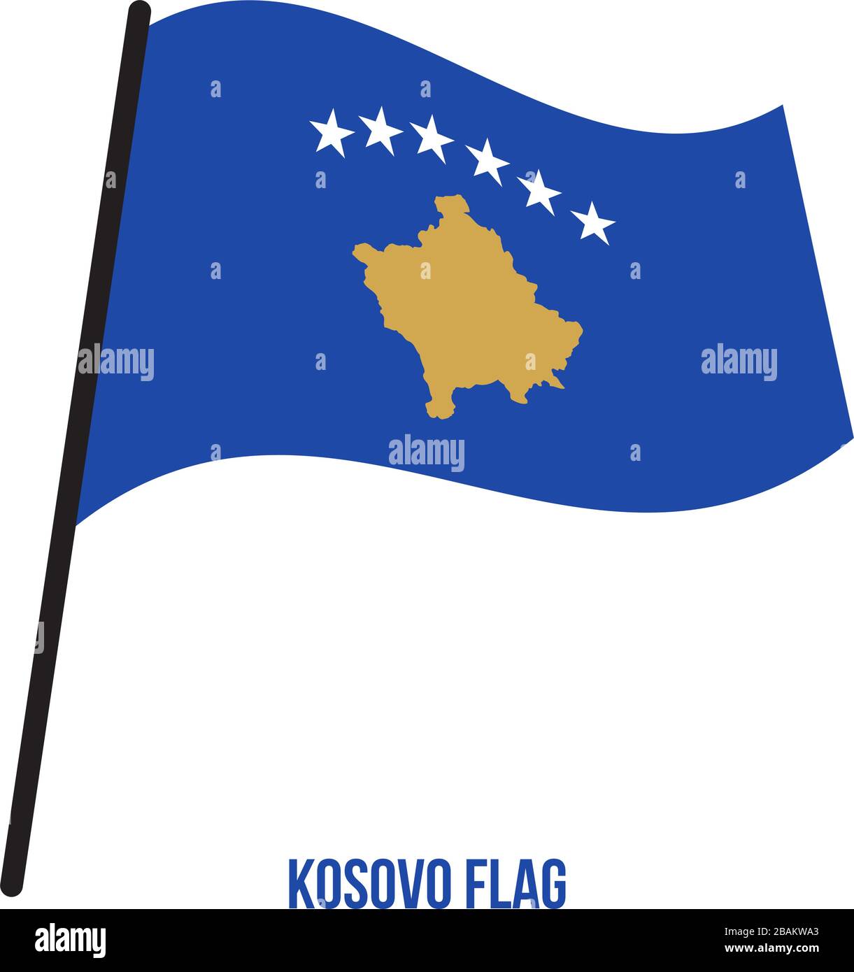 Kosovo Flagge schwenkten Vector Illustration auf weißem Hintergrund. Kosovo  Nationalflagge Stock-Vektorgrafik - Alamy