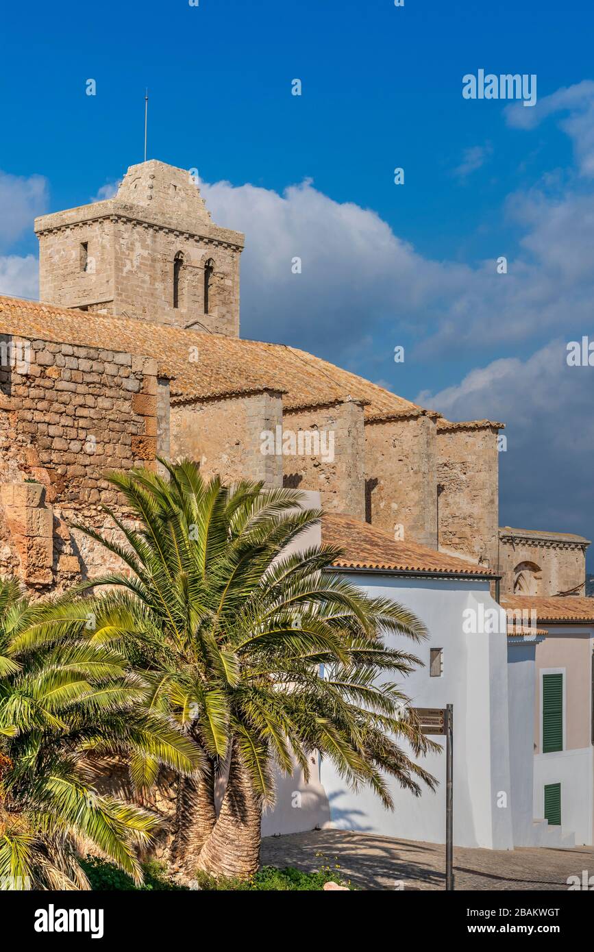 Kathedrale, Dalt Vila, Ibiza, Balearen, Spanien Stockfoto