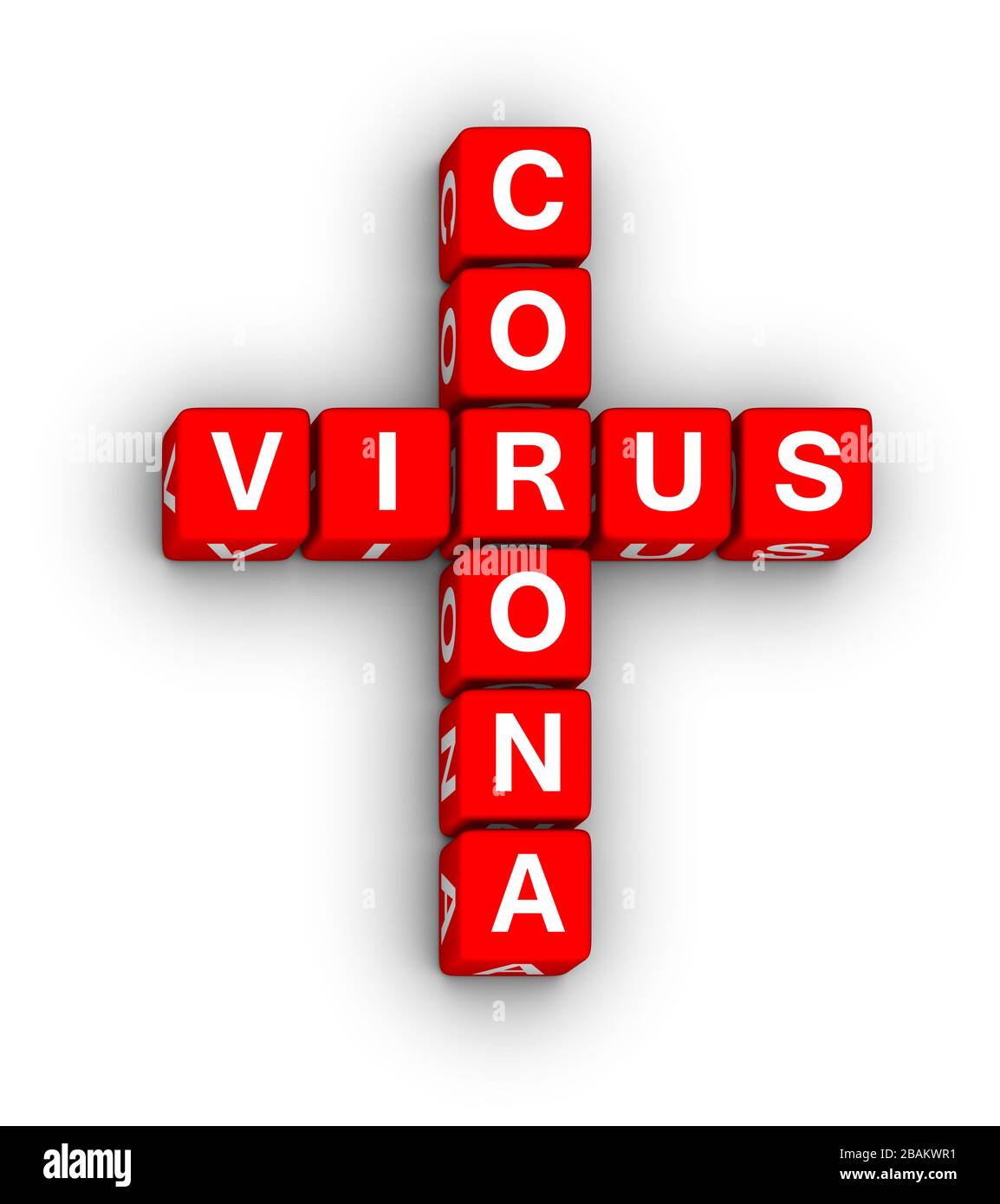 Corona Virus Cross 2019-nCoV COVID-19. 3D-Kreuzworträtsel. Stockfoto