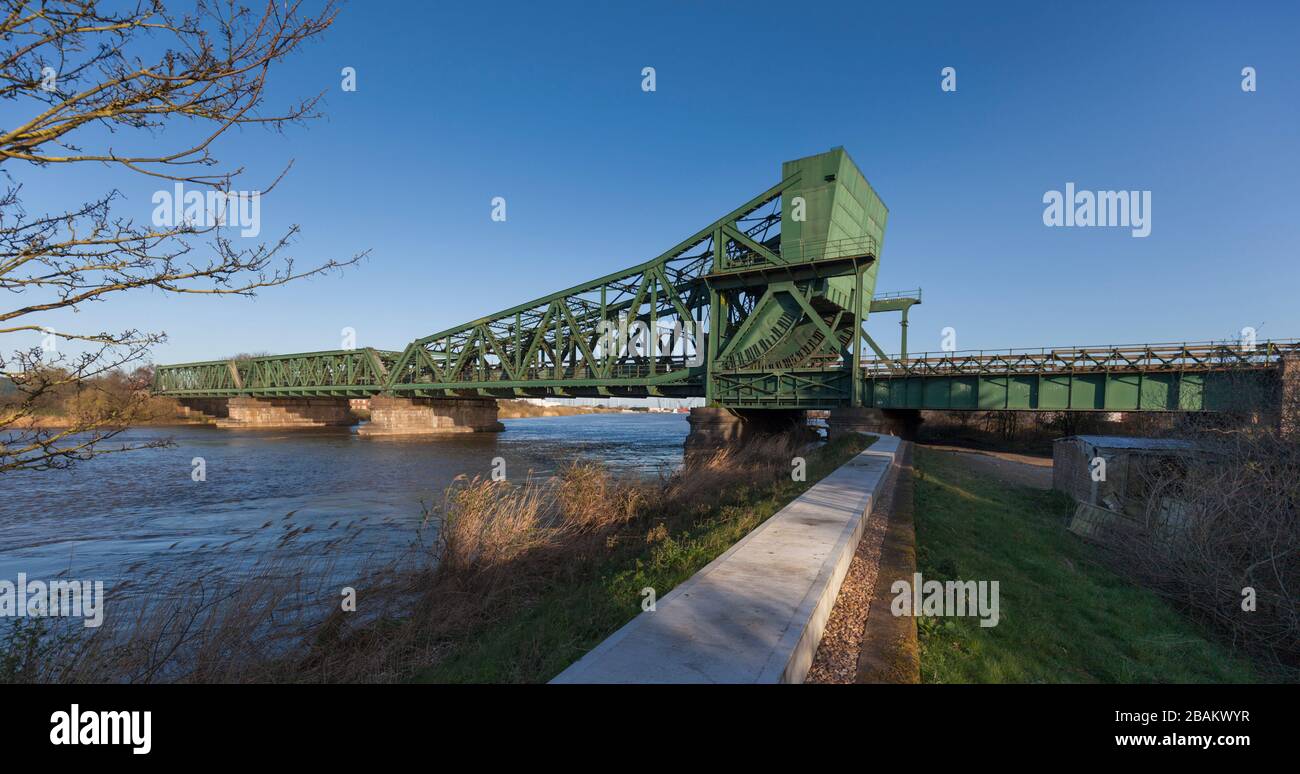 12/03/2020 King George V Bridge, eine Baskule (-Hebebrücke) Althorpe, River Trent (Fluss Trent) Stockfoto