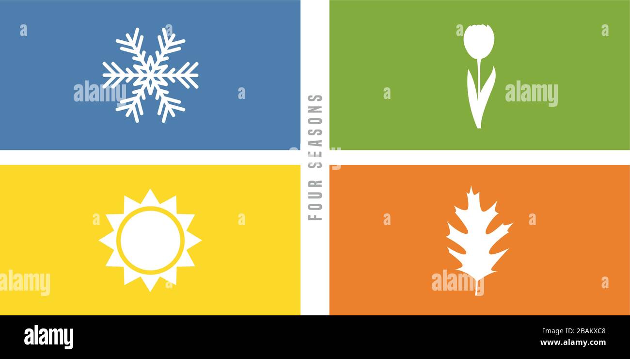 Vier Jahreszeiten Winter Frühling Sommer Herbst Symbol Vektor Abbildung EPS10 Stock Vektor