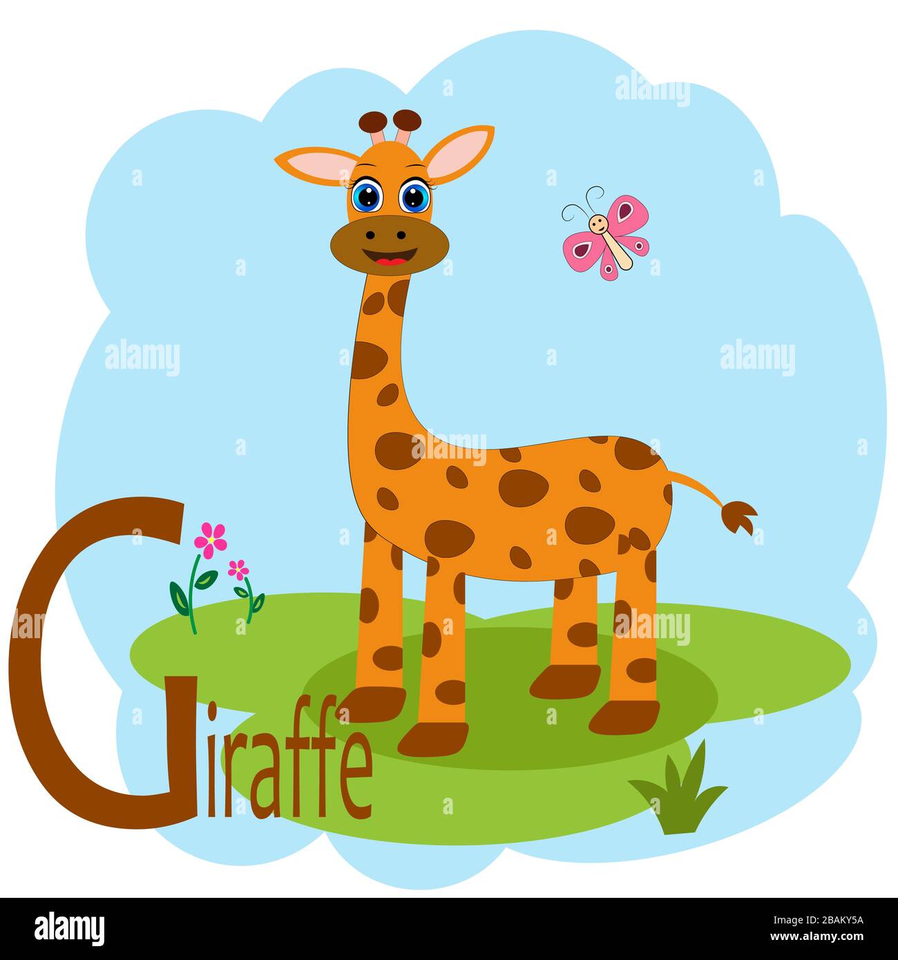 G-Wort für Giraffe Tieralphabet Abbildung Stock Vektor