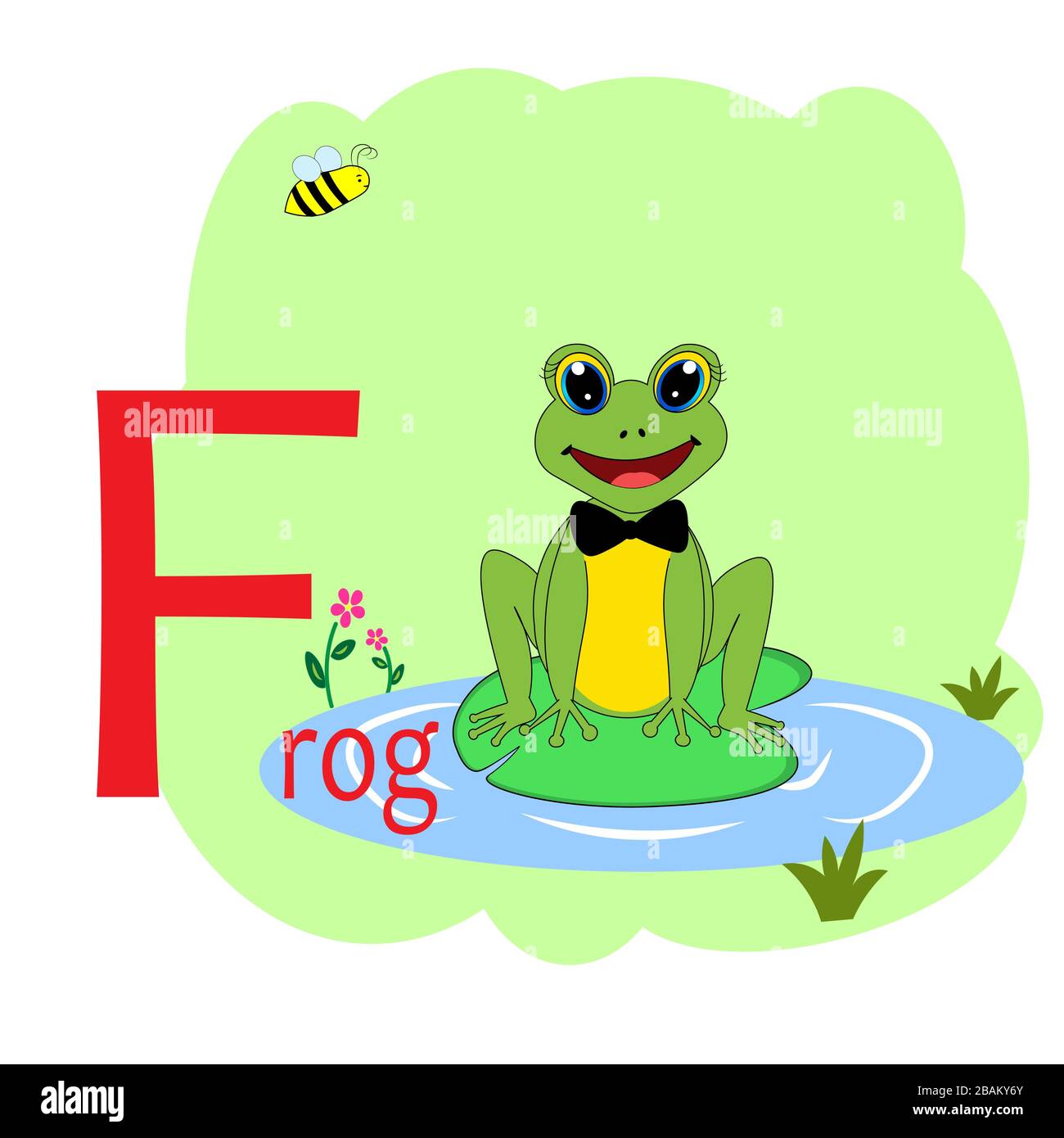 F-Wort für Abbildung des Frosch-Tieralphabets Stock Vektor