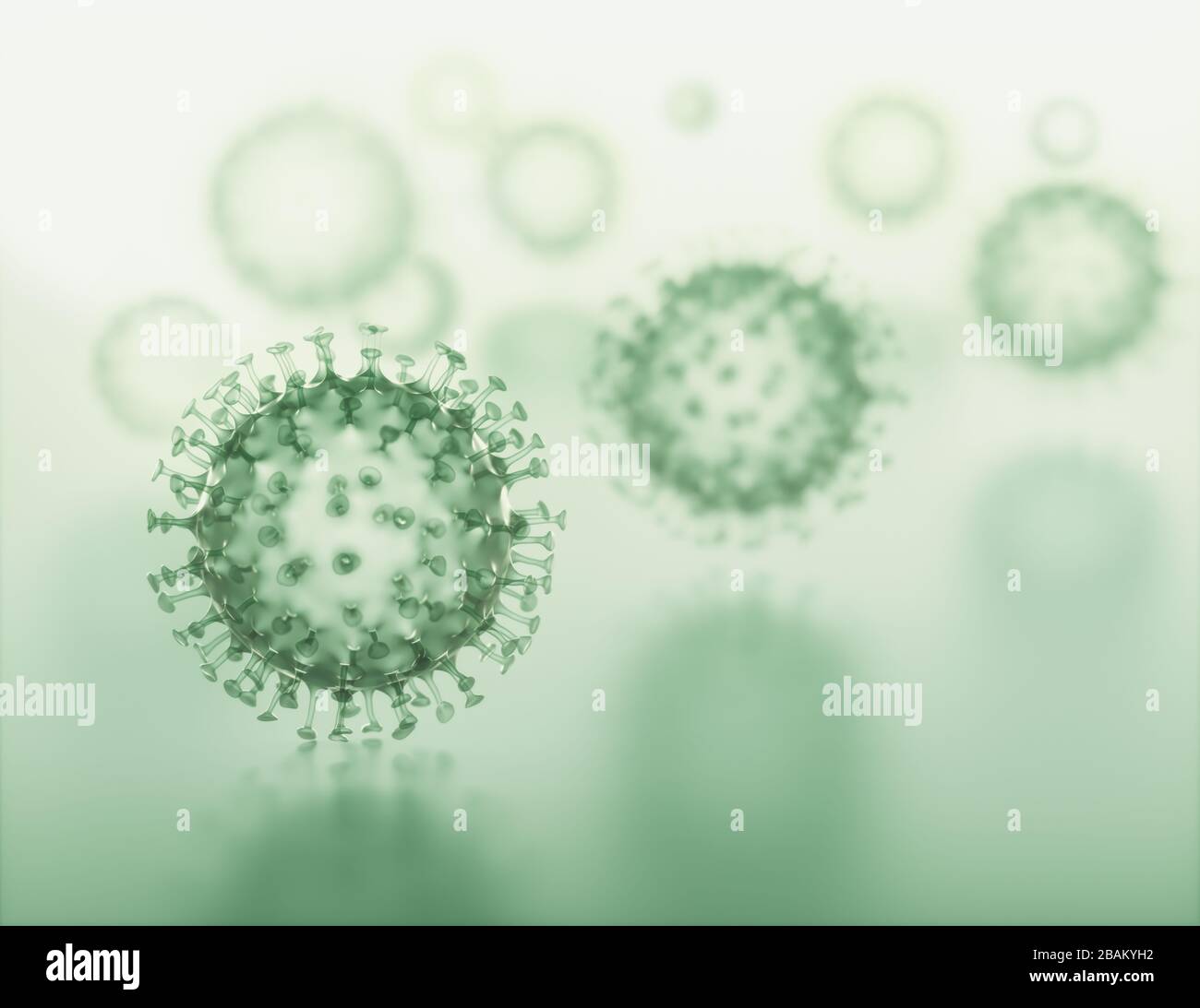 Virale Struktur. Das virale Teilchen besteht aus einem Nukleinsäurekern (DNA oder RNA), der von einem Proteinmantel umgeben ist. Konzeptioneller Veranschaulichungsvirus. 3D i. Stockfoto